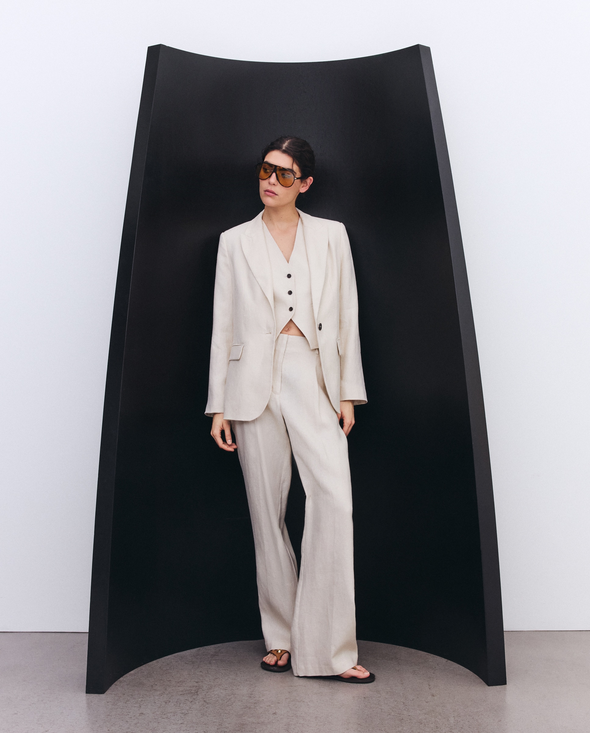 Blazer de Fato de Linho 120 Cru-4