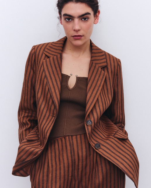 Imagem 0 de Blazer de Linho às Riscas