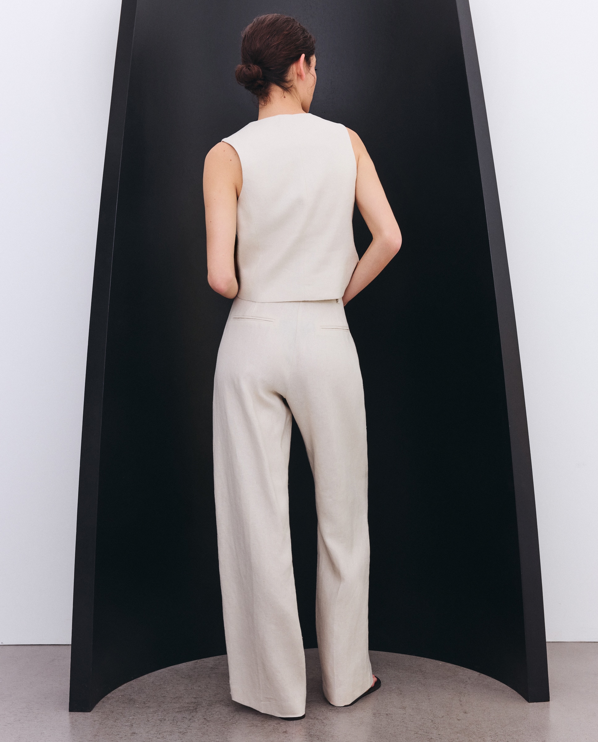 Calças de Linho de Mulher 120 Cru-3