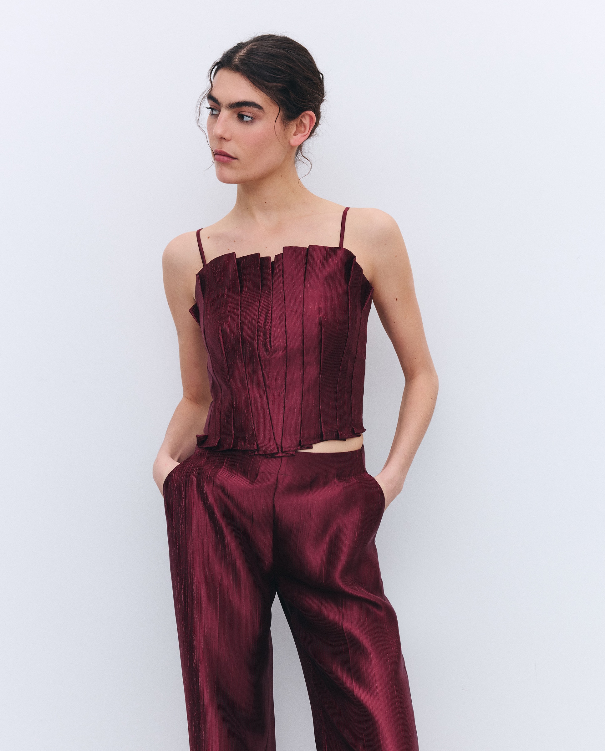 Top Liso de Alças Bordeaux-1