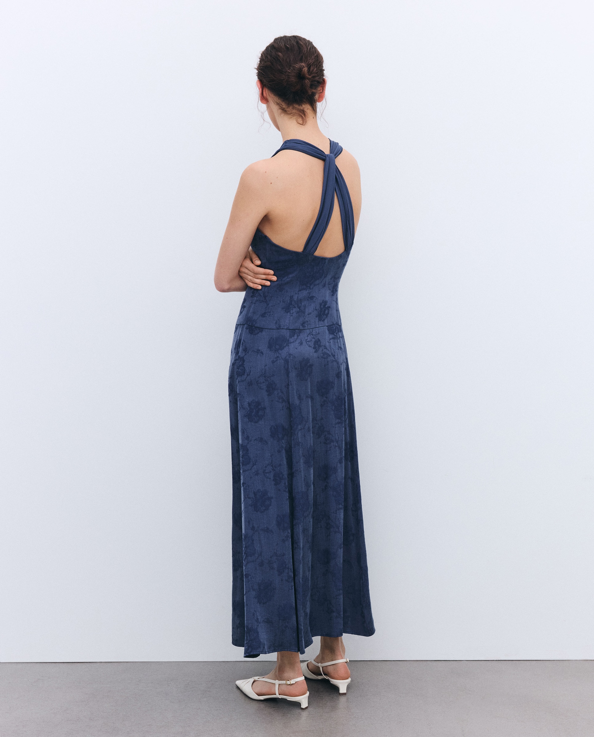 Vestido Comprido Jacquard 471 Índigo-2