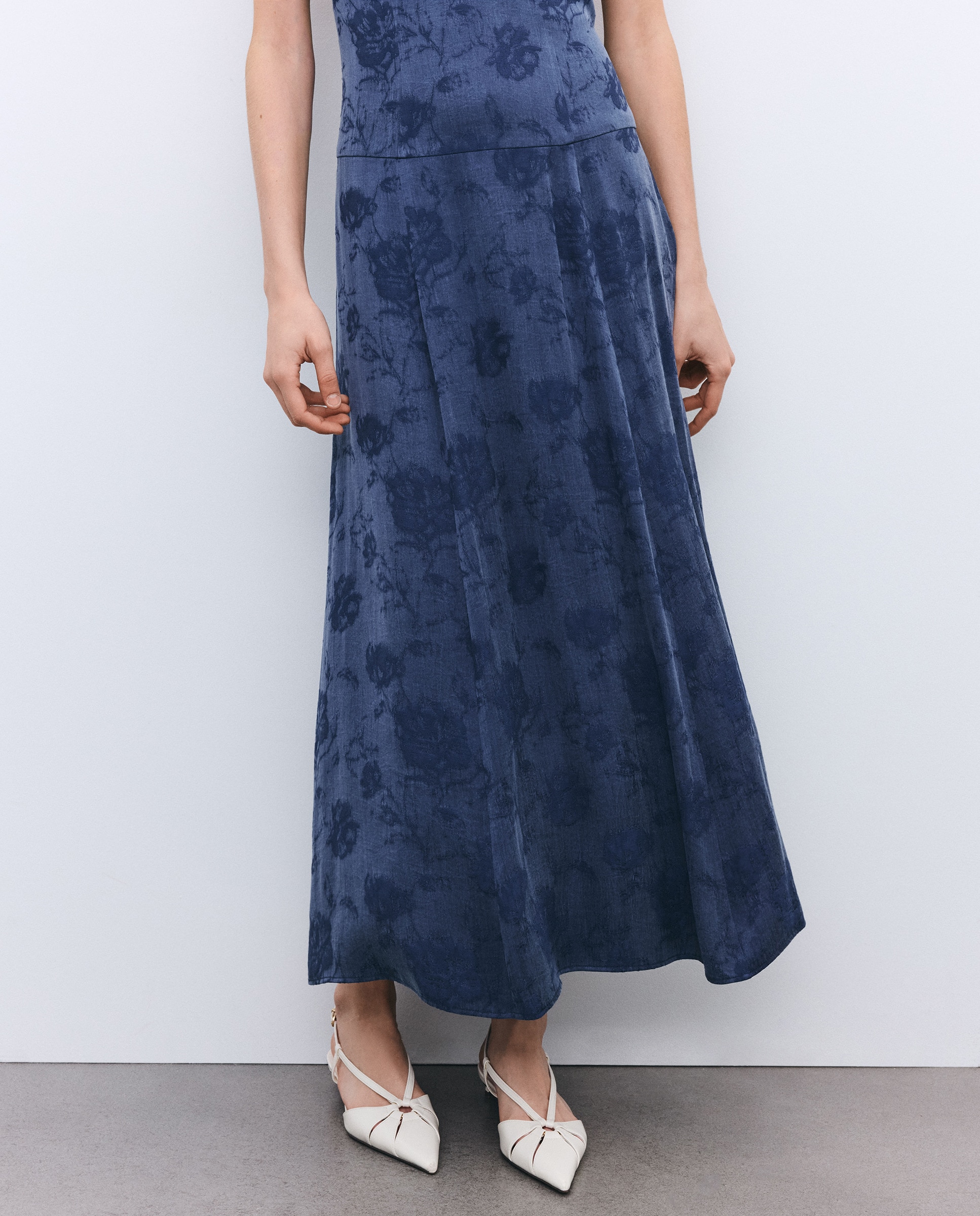 Vestido Comprido Jacquard 471 Índigo-3