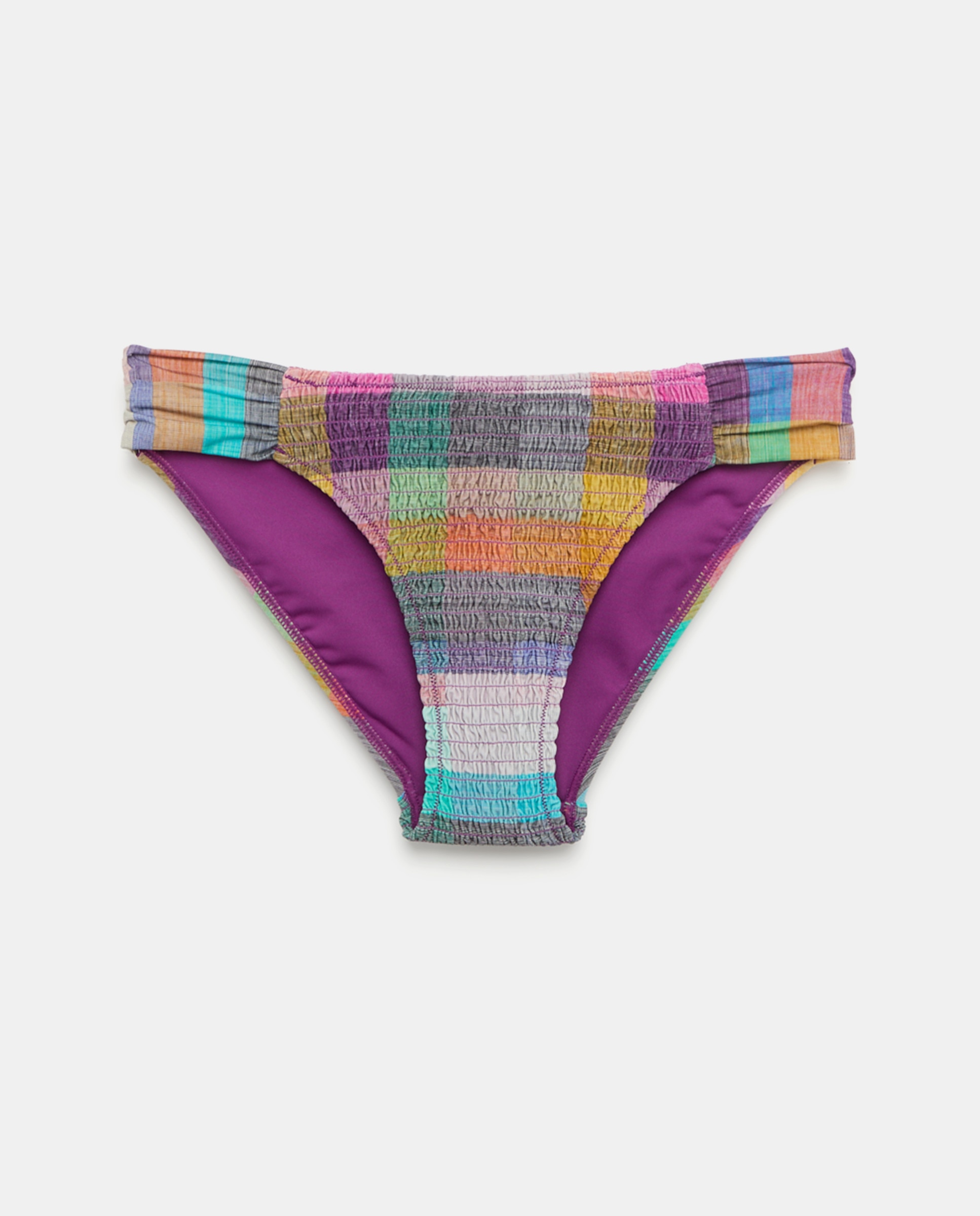Cueca de biquíni com vichy Multicolor-4