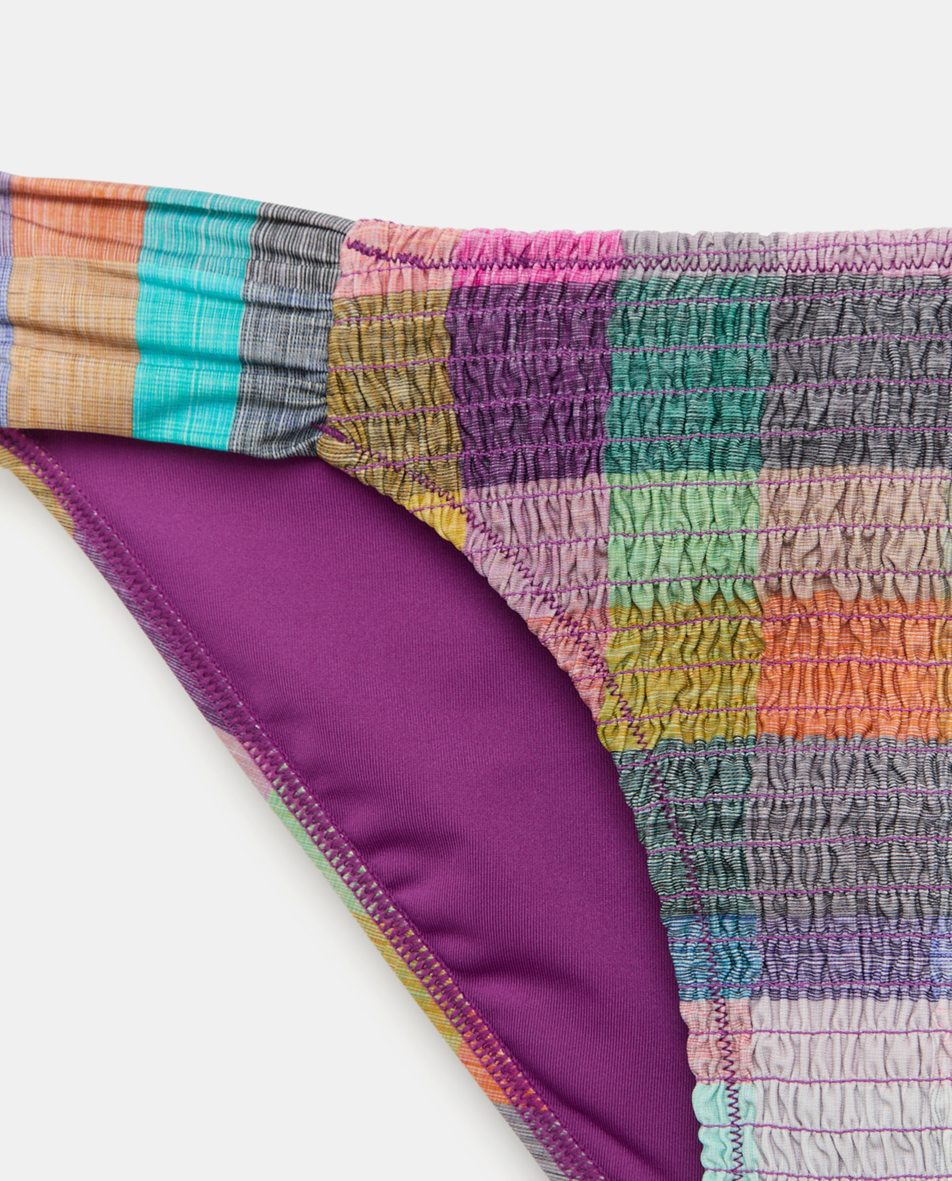 Cueca de biquíni com vichy Multicolor-5