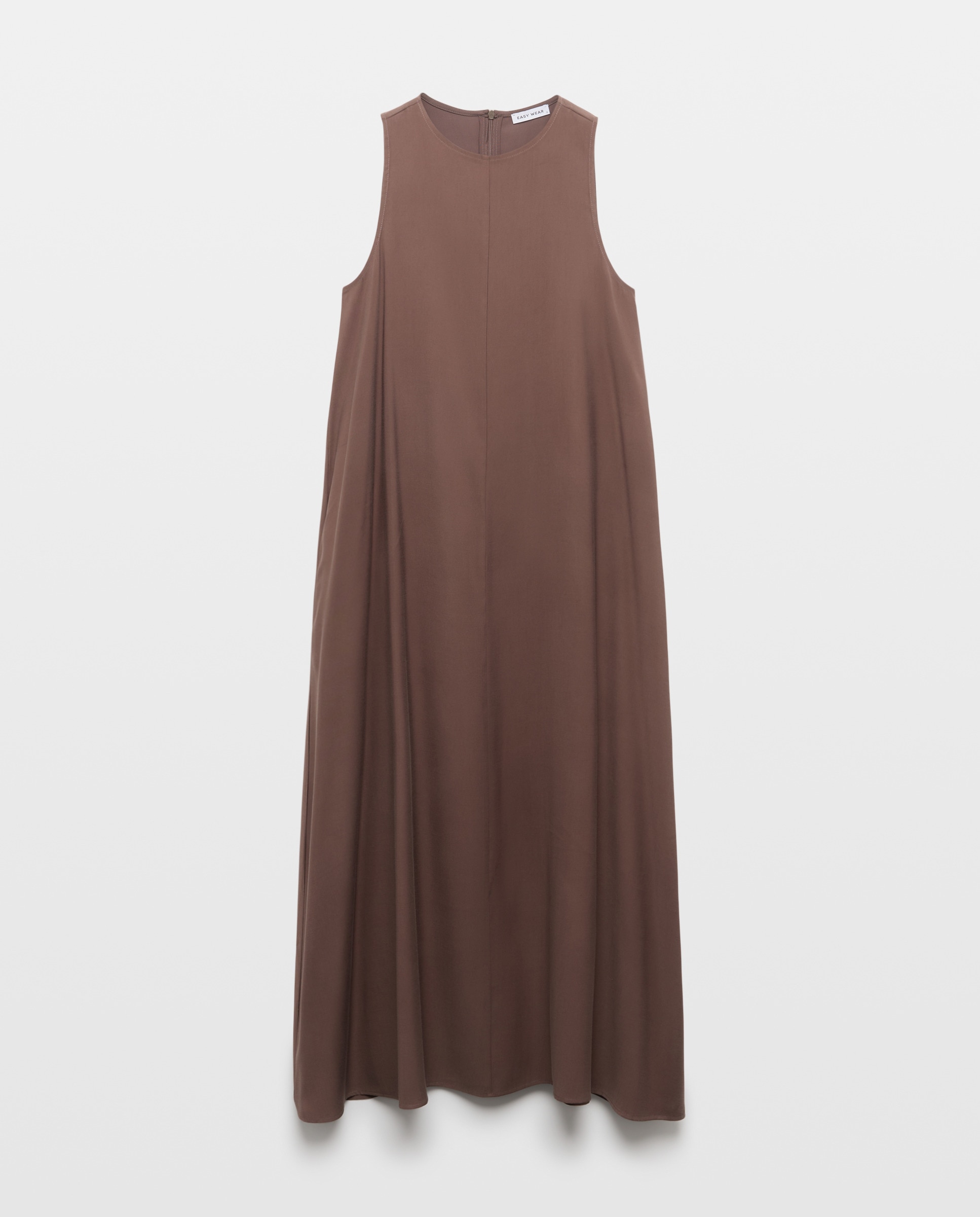 Vestido Comprido Fluido com Volume Chocolate-5