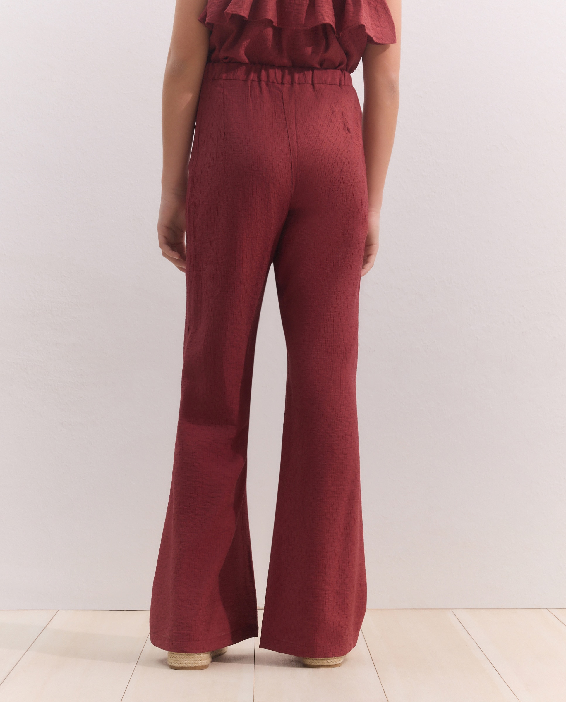 Calças Fluidas com Jacquard Coconut El Corte Inglés Bordeaux-3