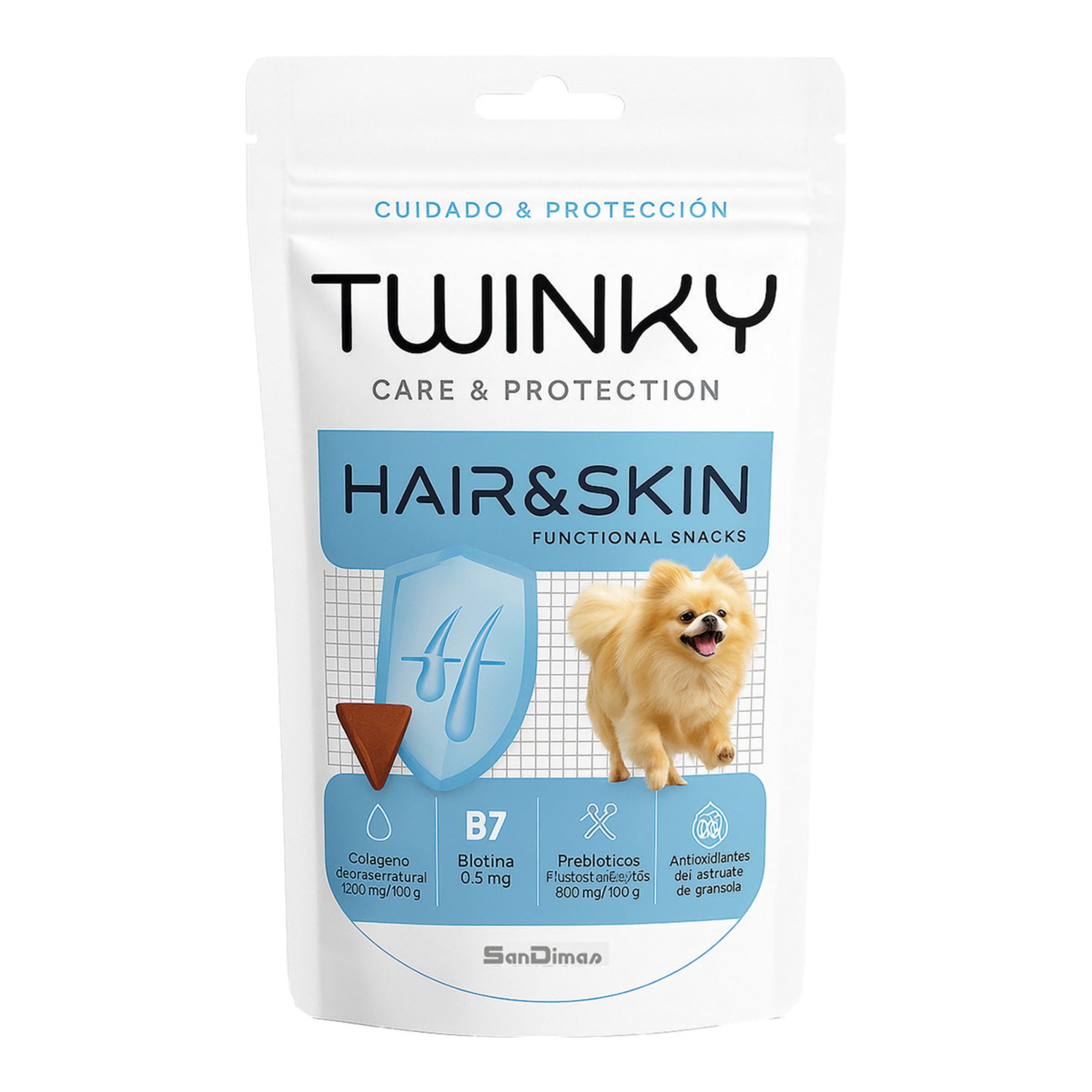 Imagen 0 de Snack cuidado pelo y piel para perros Twinky 100 g