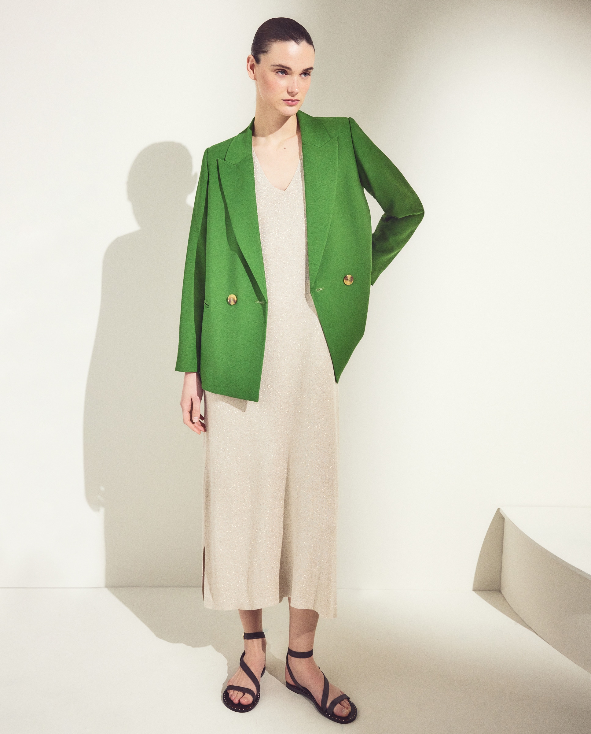 Blazer Liso Cruzado com Lavagem Verde-3