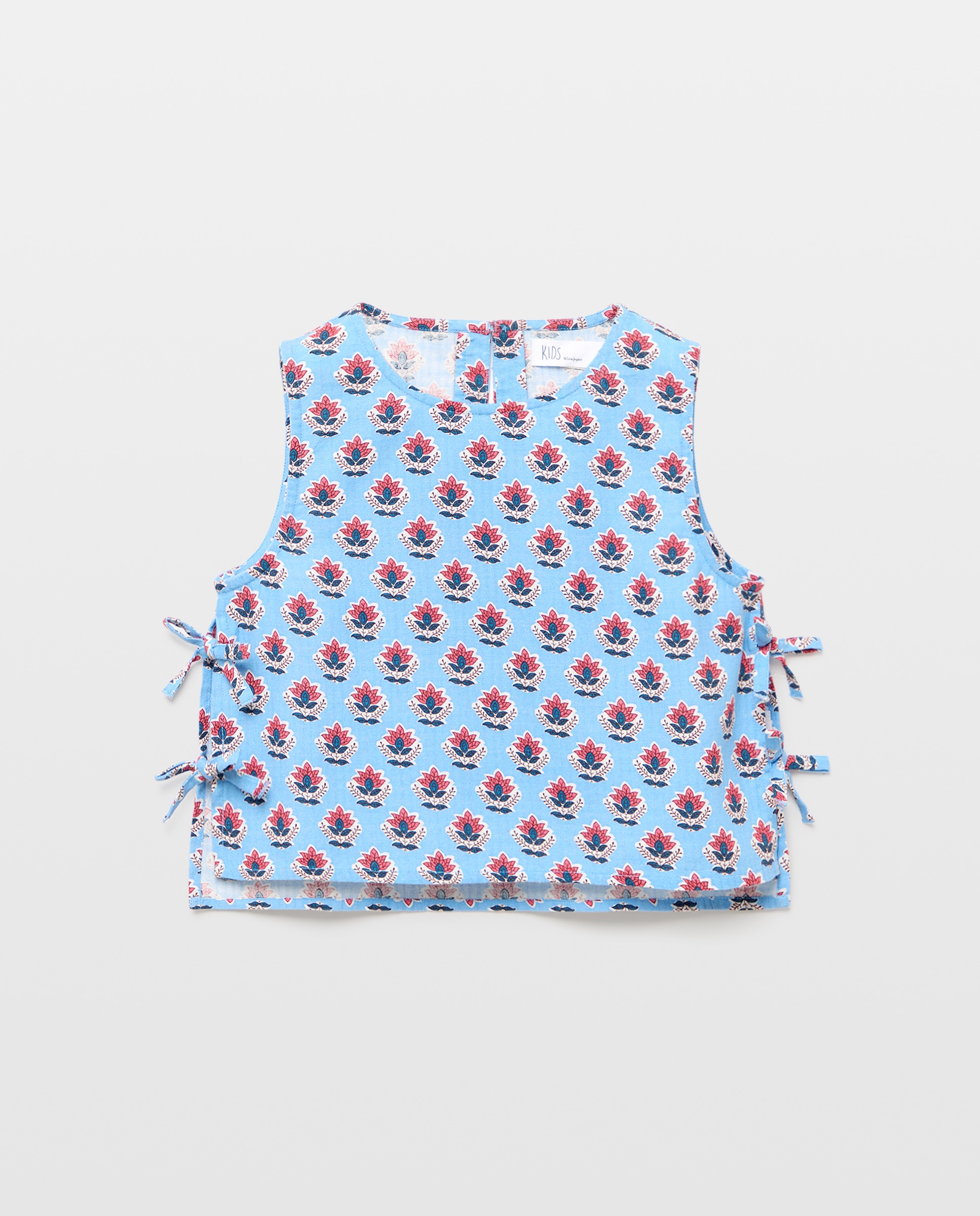 Top às Riscas com Laços Laterais Azul-1