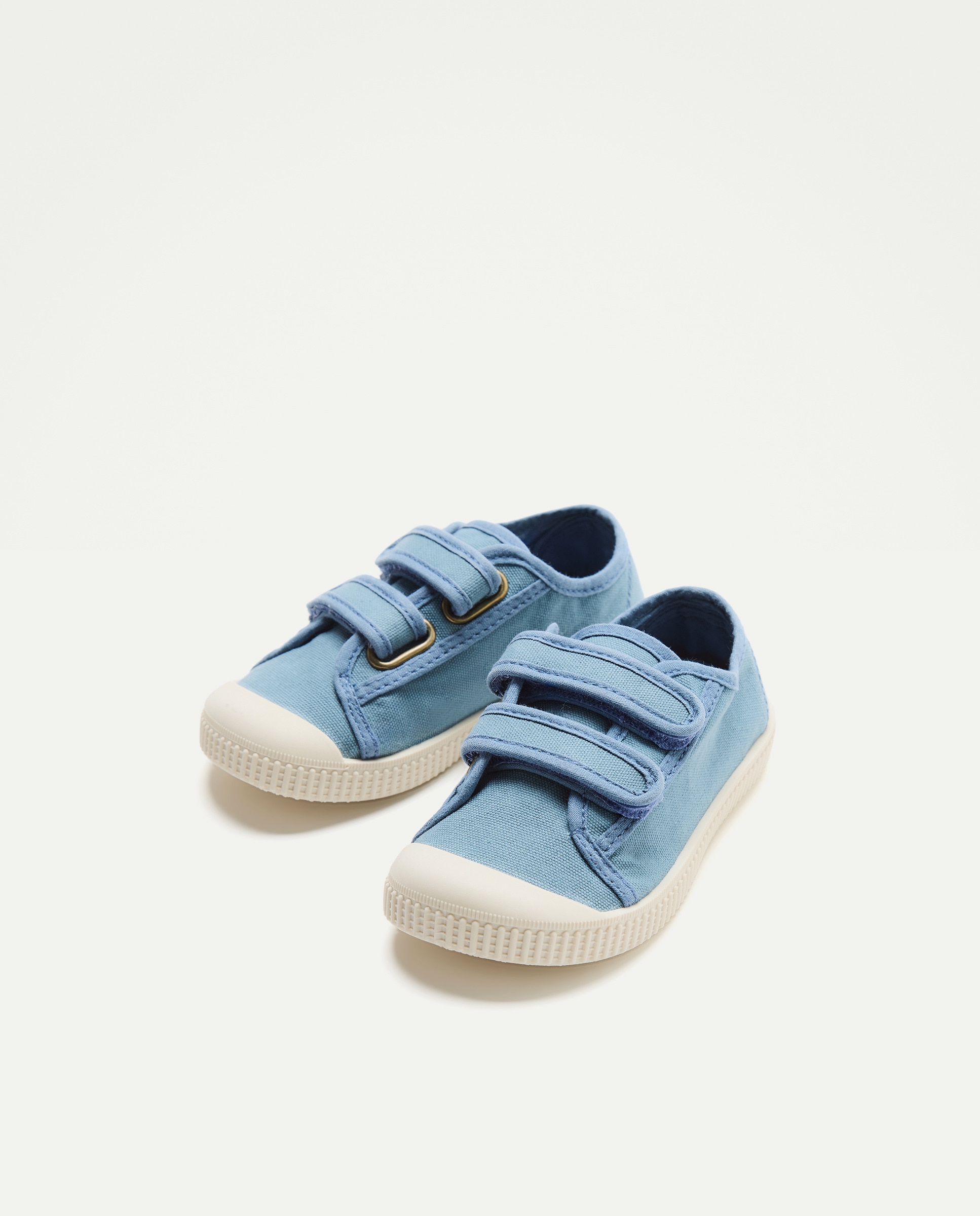 Lona bebés con contrastes, velcro y suela flexible 400 Azul-2
