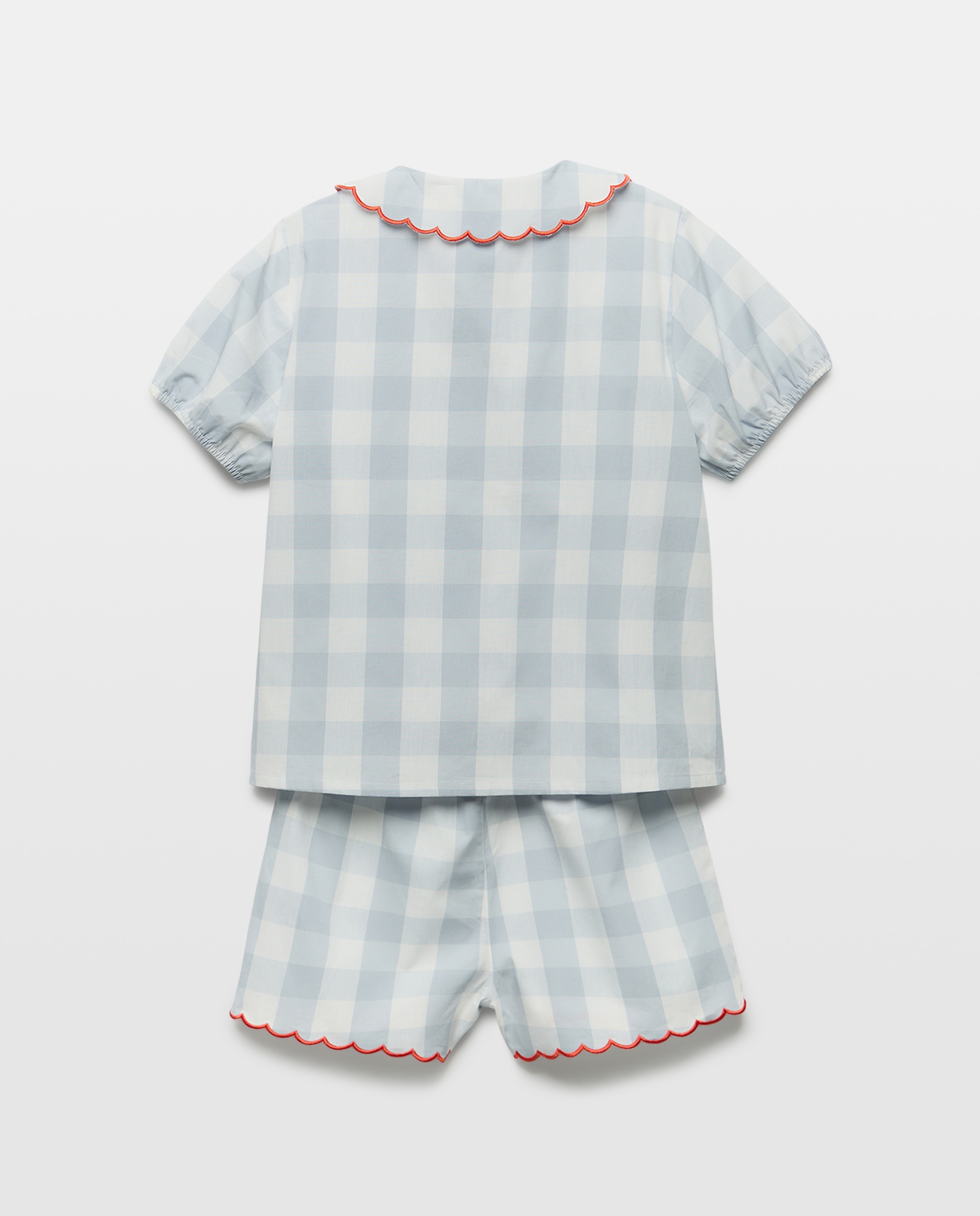 Pijama de niña de popelin corto 410 Azul claro-2