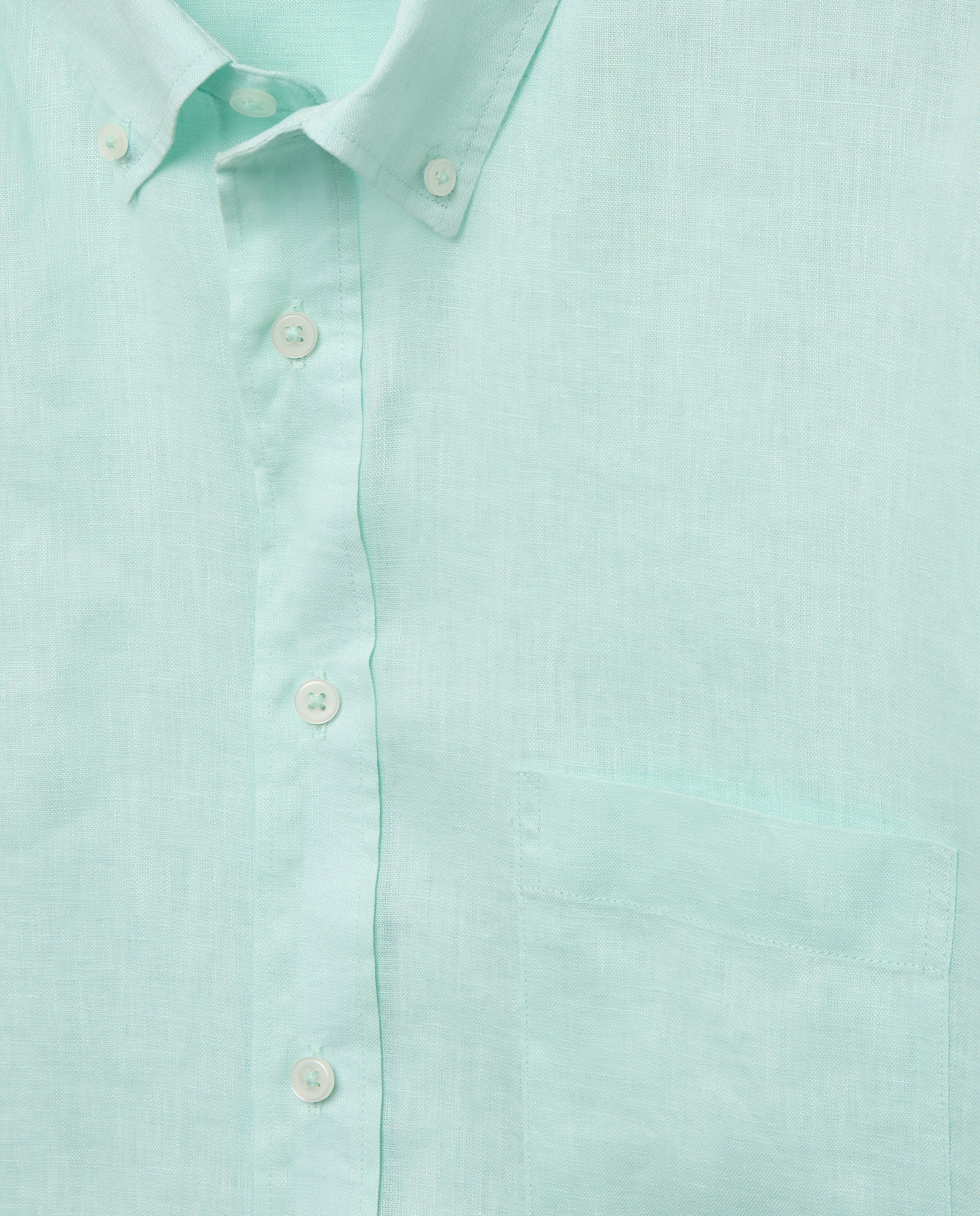 Camisa Casual 100% Linho Classic Fit com Manga Comprida 582 Verde Água-5