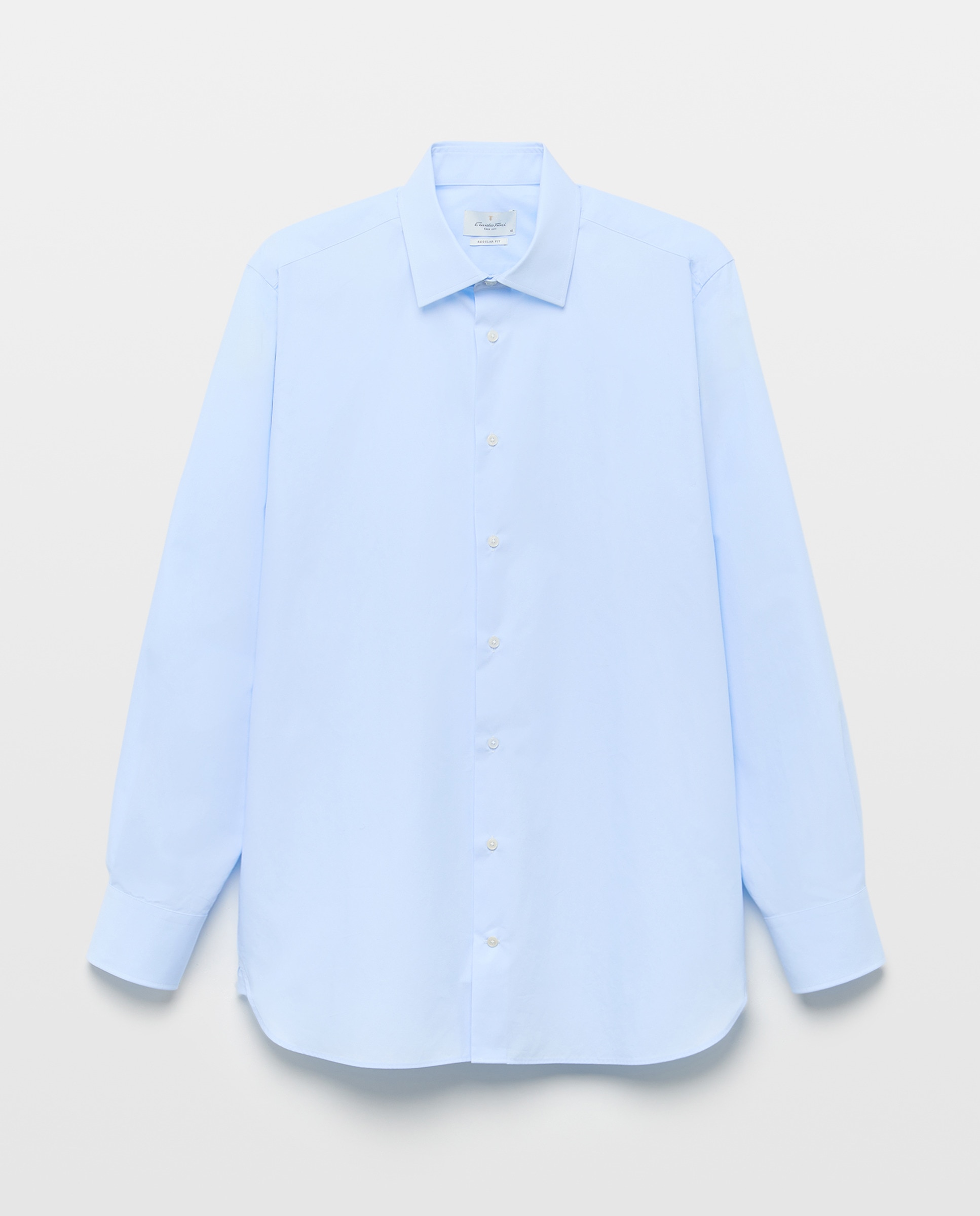 Camisa Clássica Regular Fit com Gola Inglesa Celeste-5