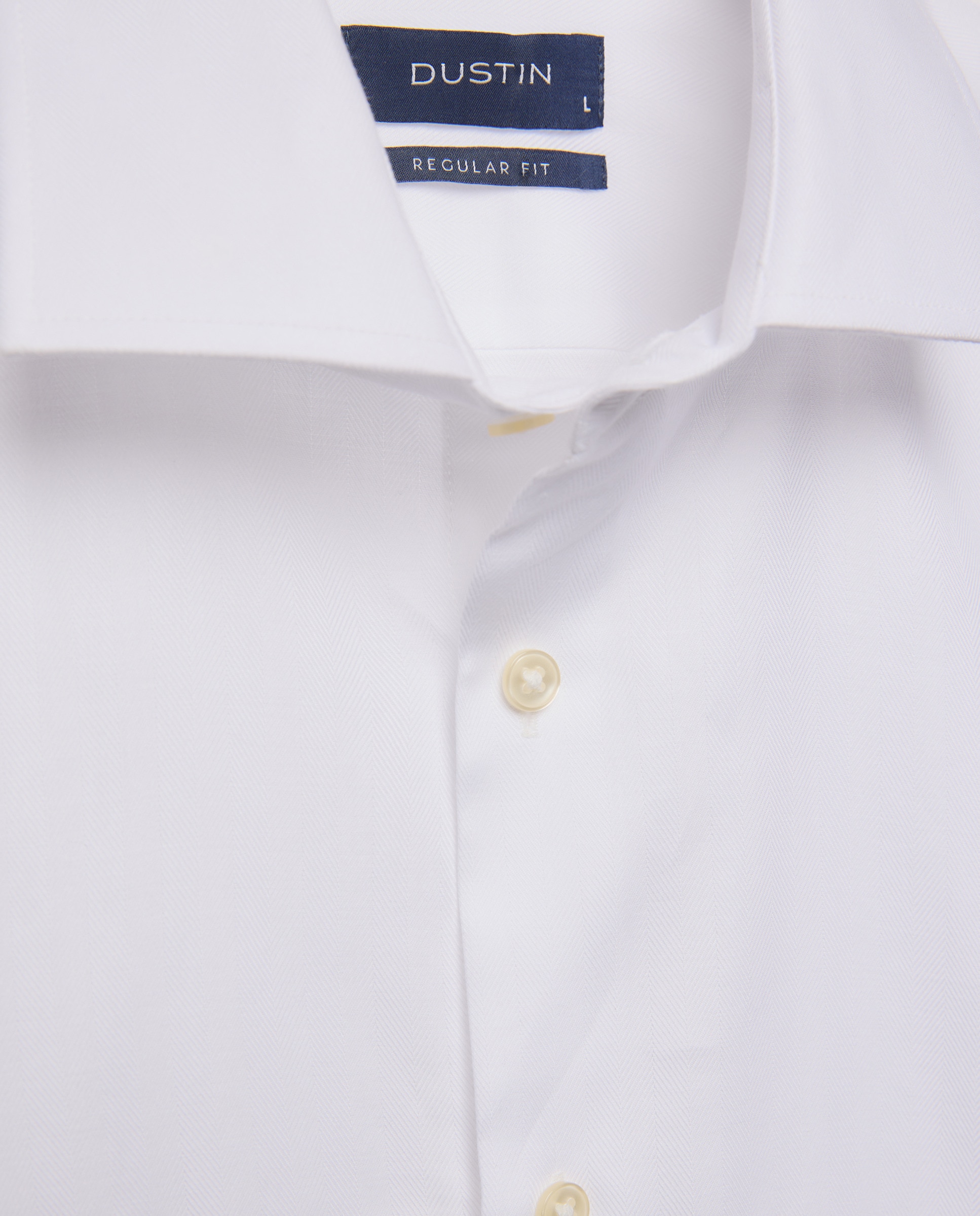 Camisa Formal Regular com Manga Comprida e Micro Padrão Espinha de Peixe - Branco Branco-6