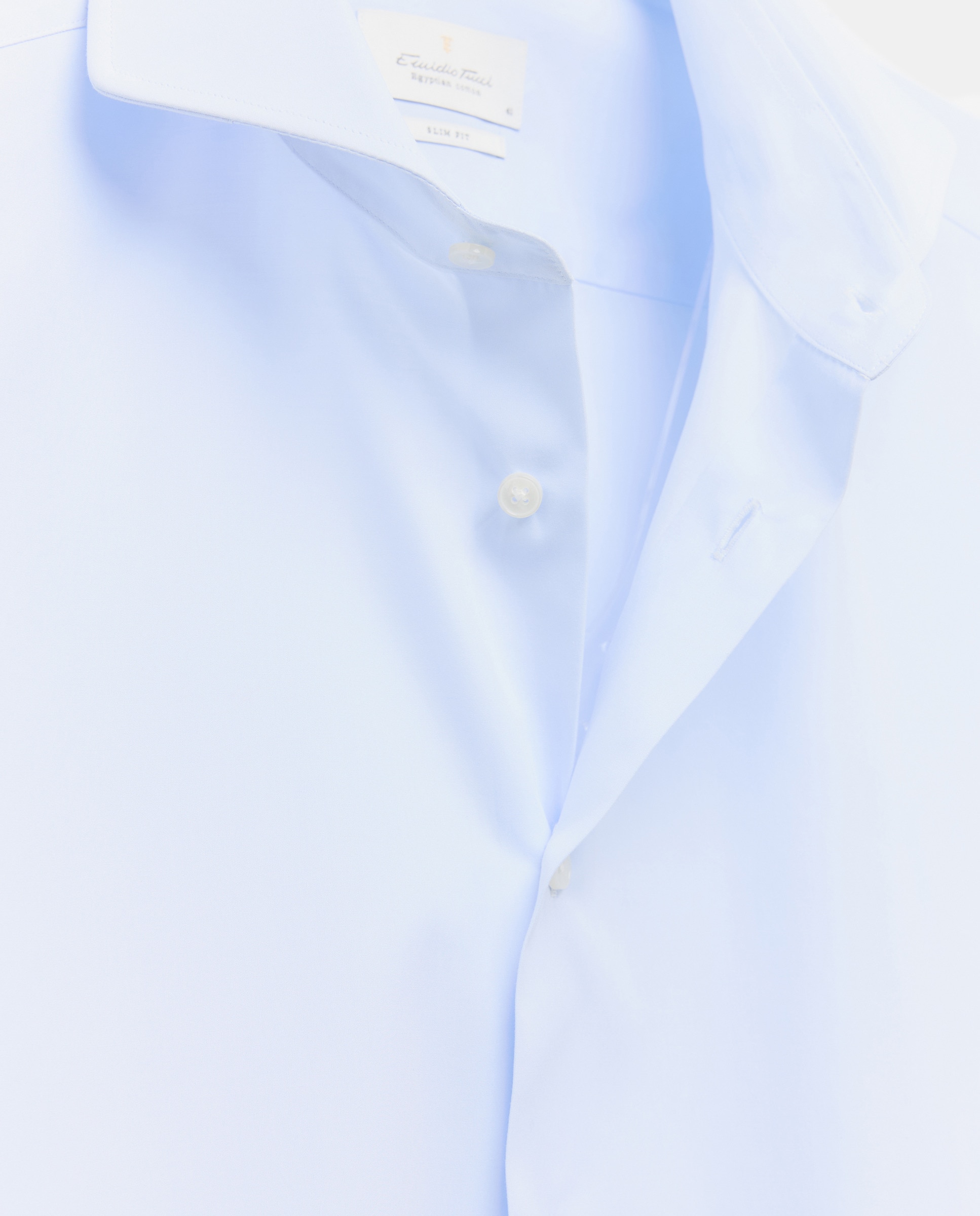 Camisa Clássica de Algodão Egípcio Slim Fit com Manga Comprida Azul-6