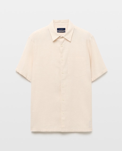 Imagem 0 de Camisa de Linho e Algodão Regular Fit Lisa com Manga Curta