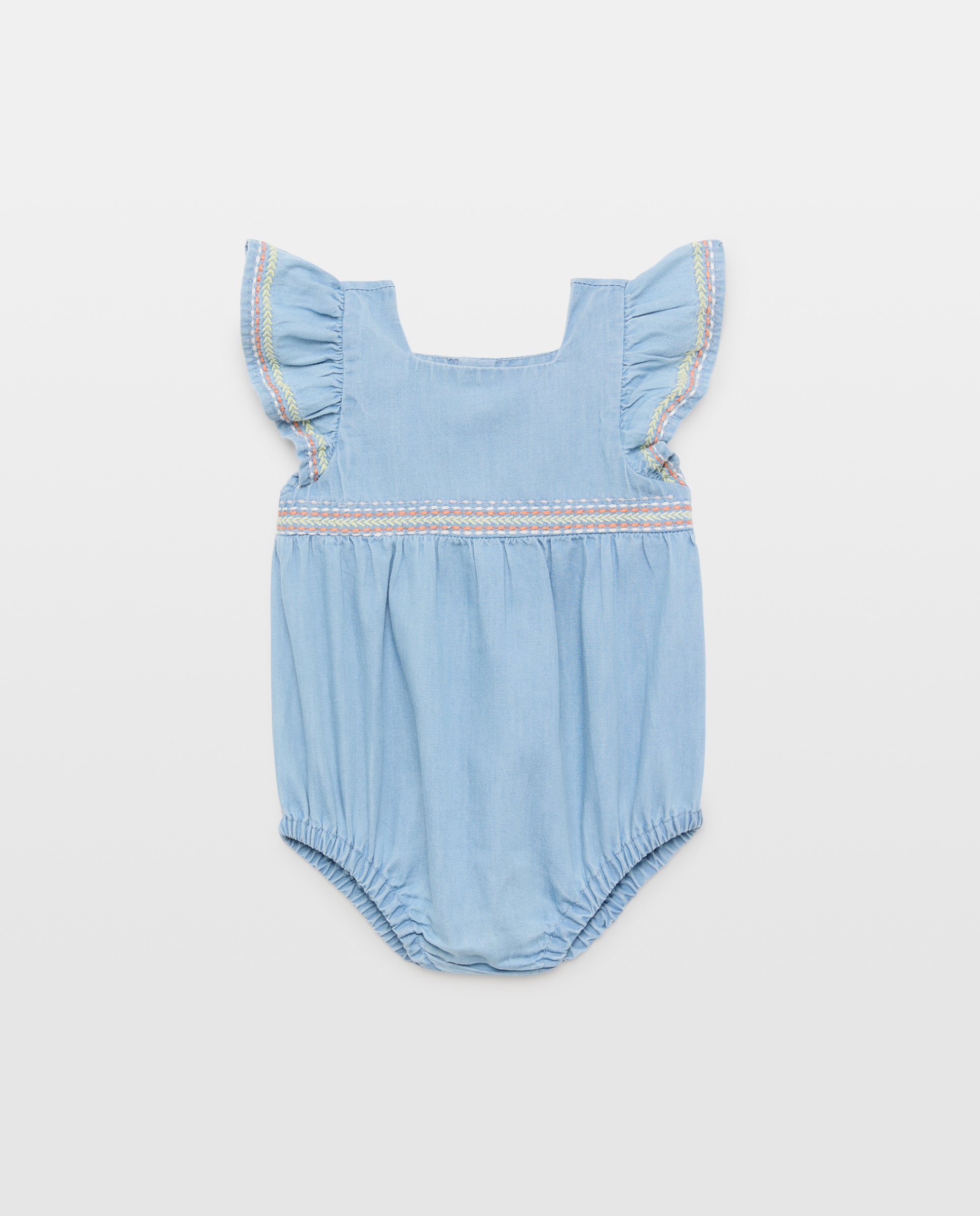 Imagen 0 de Ranita de recién nacido light denim bordado