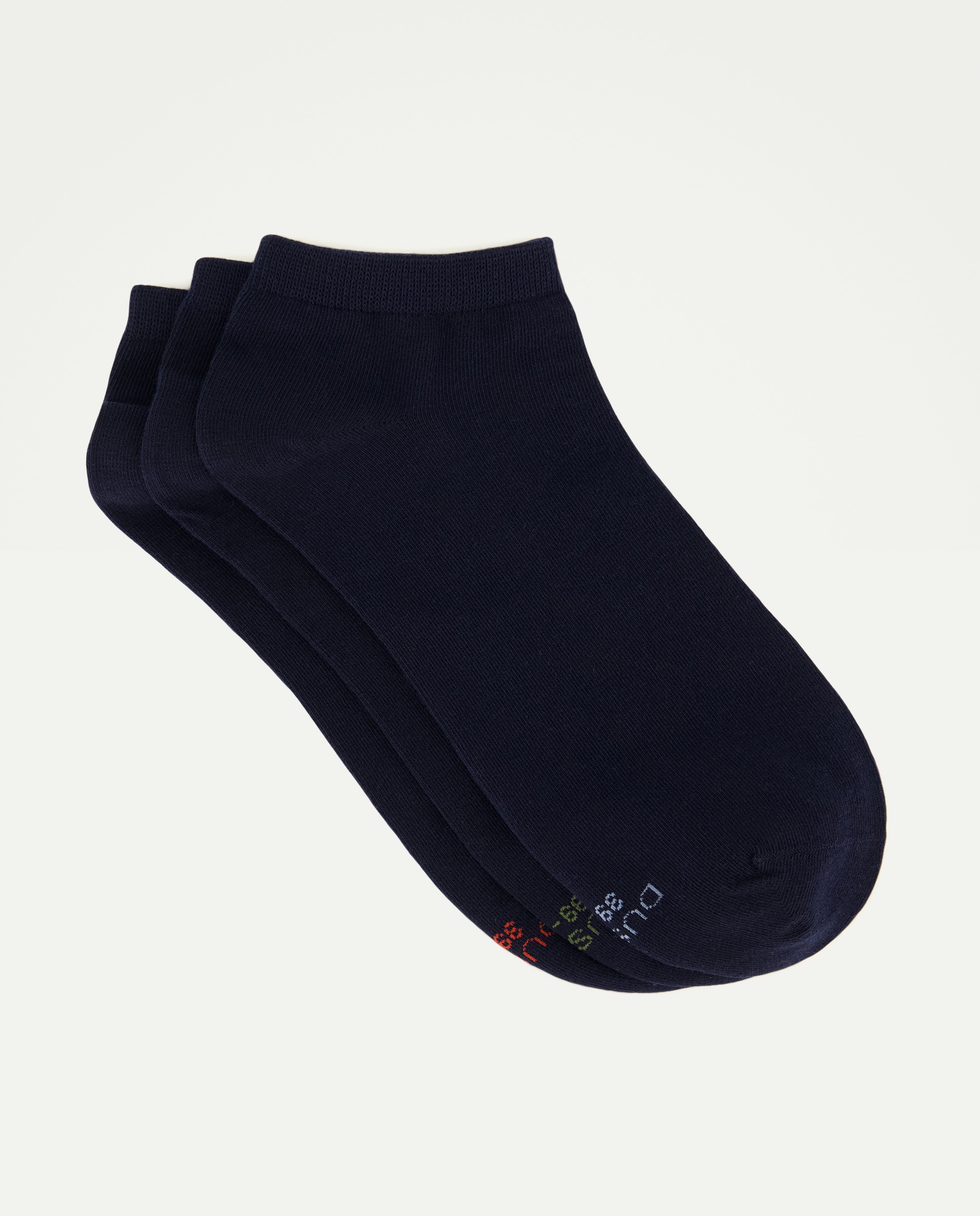 Pack de 3 Pares de Meias pelo Tornozelo Monocolor Azul-marinho-1