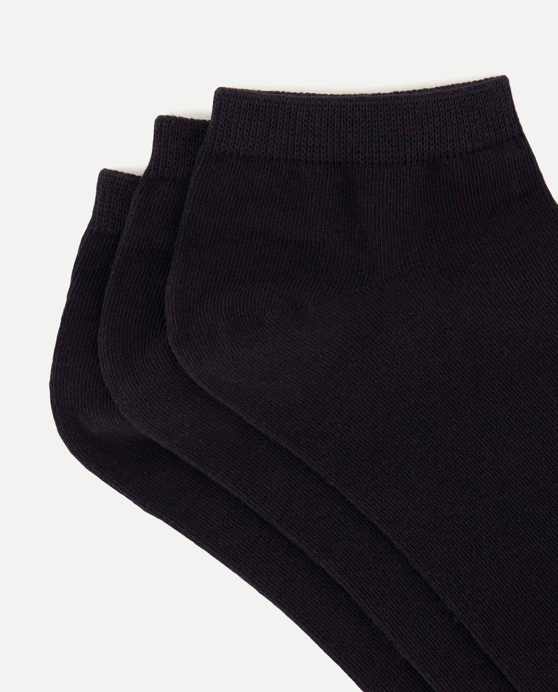 Pack de 3 Pares de Meias pelo Tornozelo Monocolor Preto-2