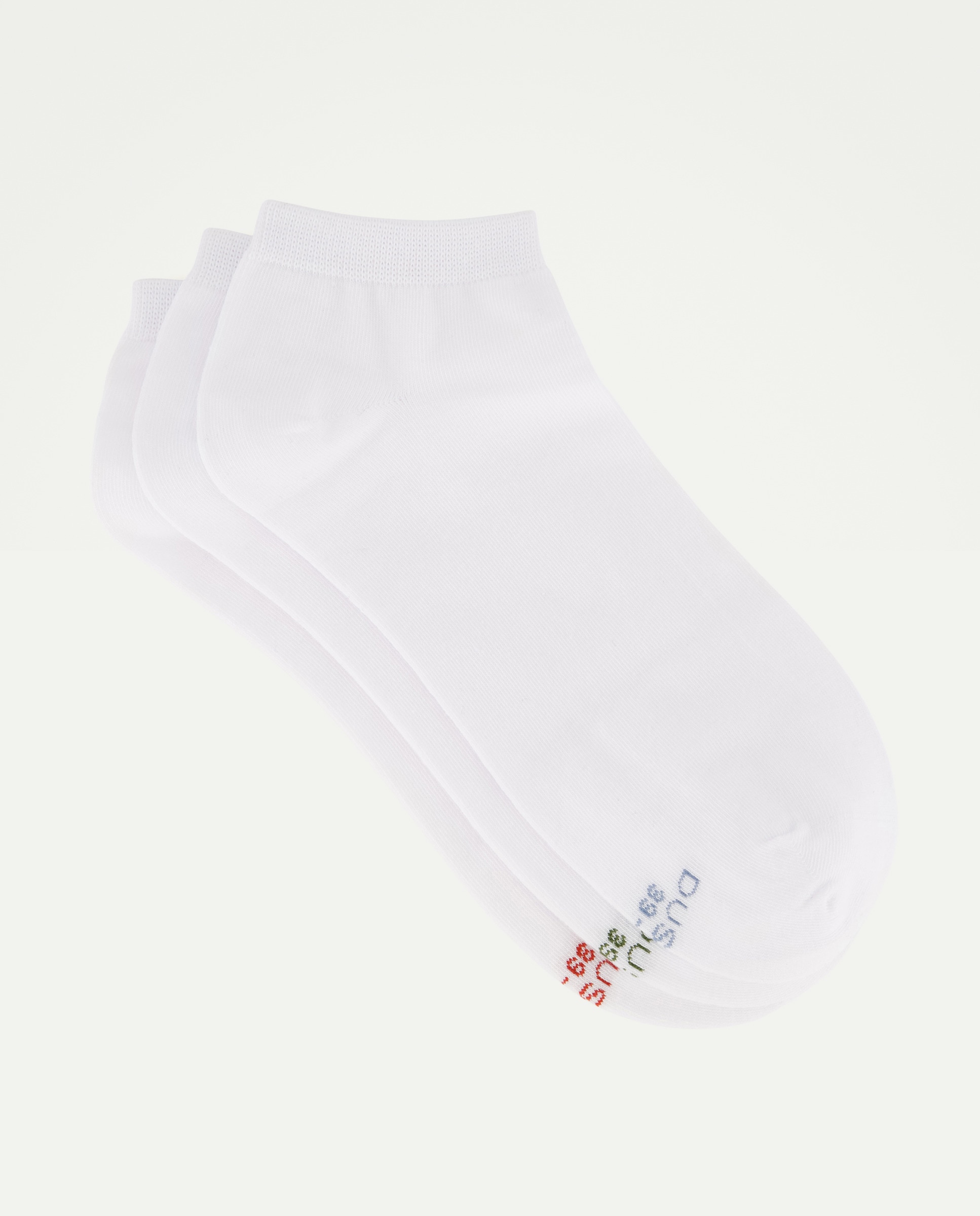 Pack de 3 Pares de Meias pelo Tornozelo Monocolor Branco-1