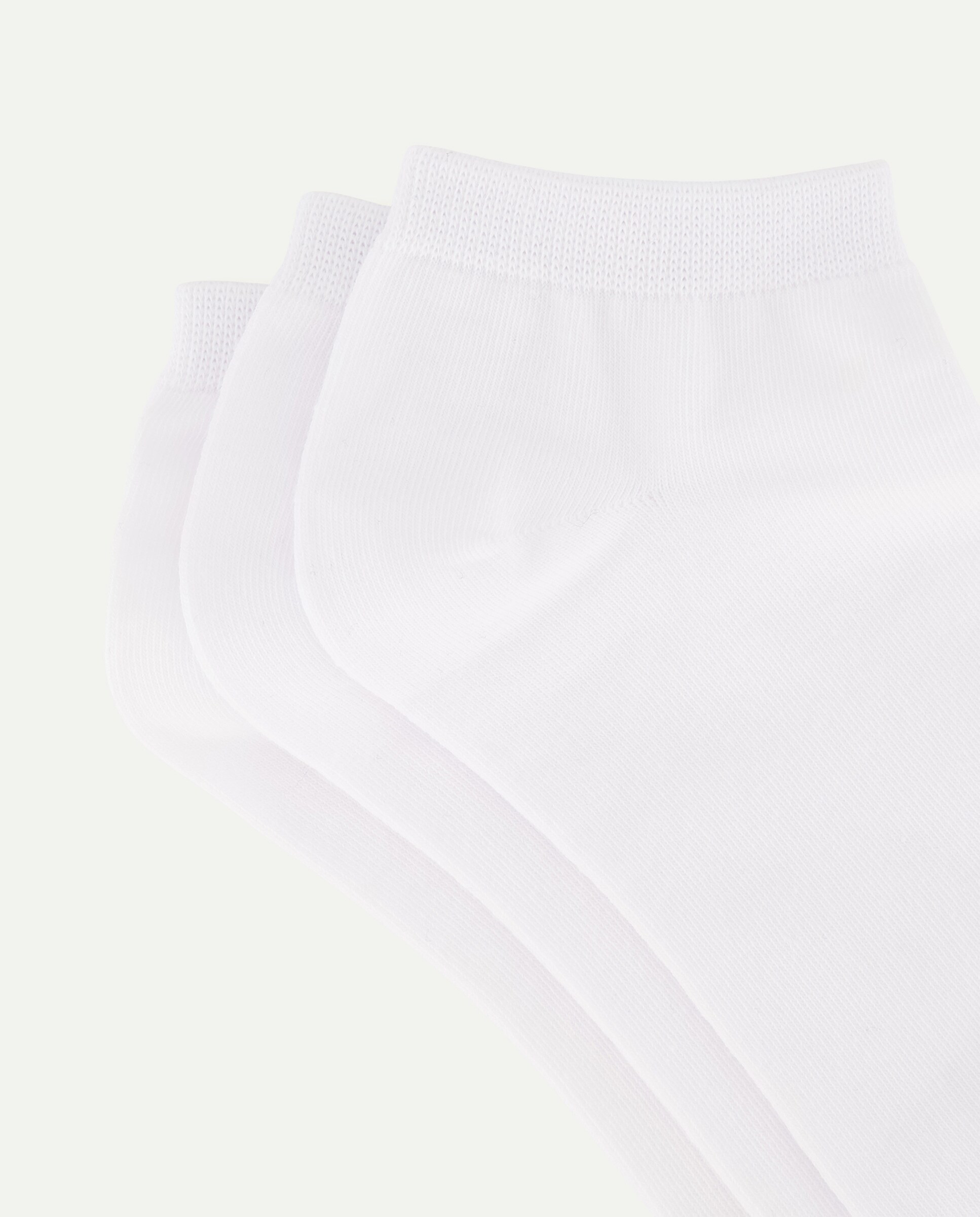 Pack de 3 Pares de Meias pelo Tornozelo Monocolor Branco-2