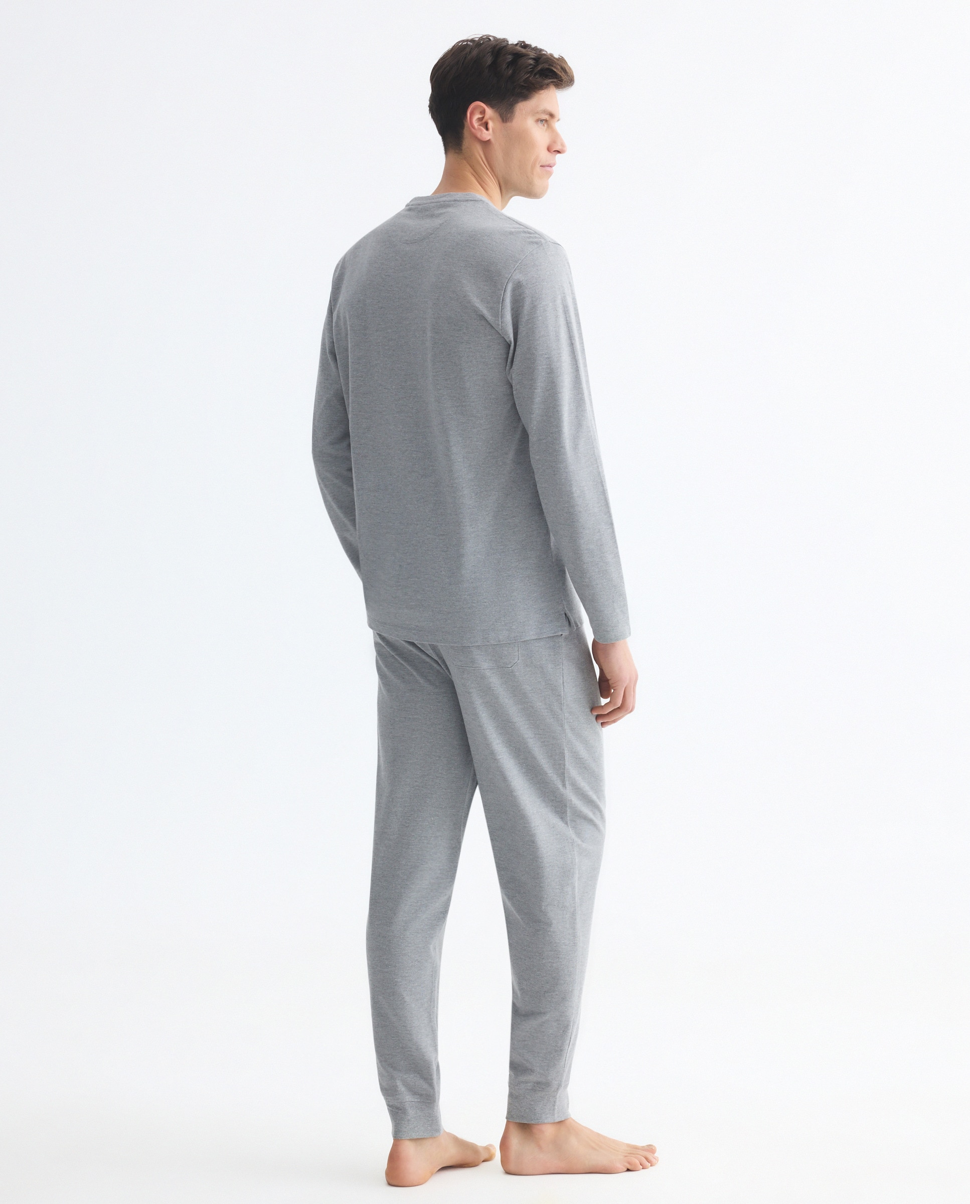 Pijama Comprido Liso Cinzento-claro-2