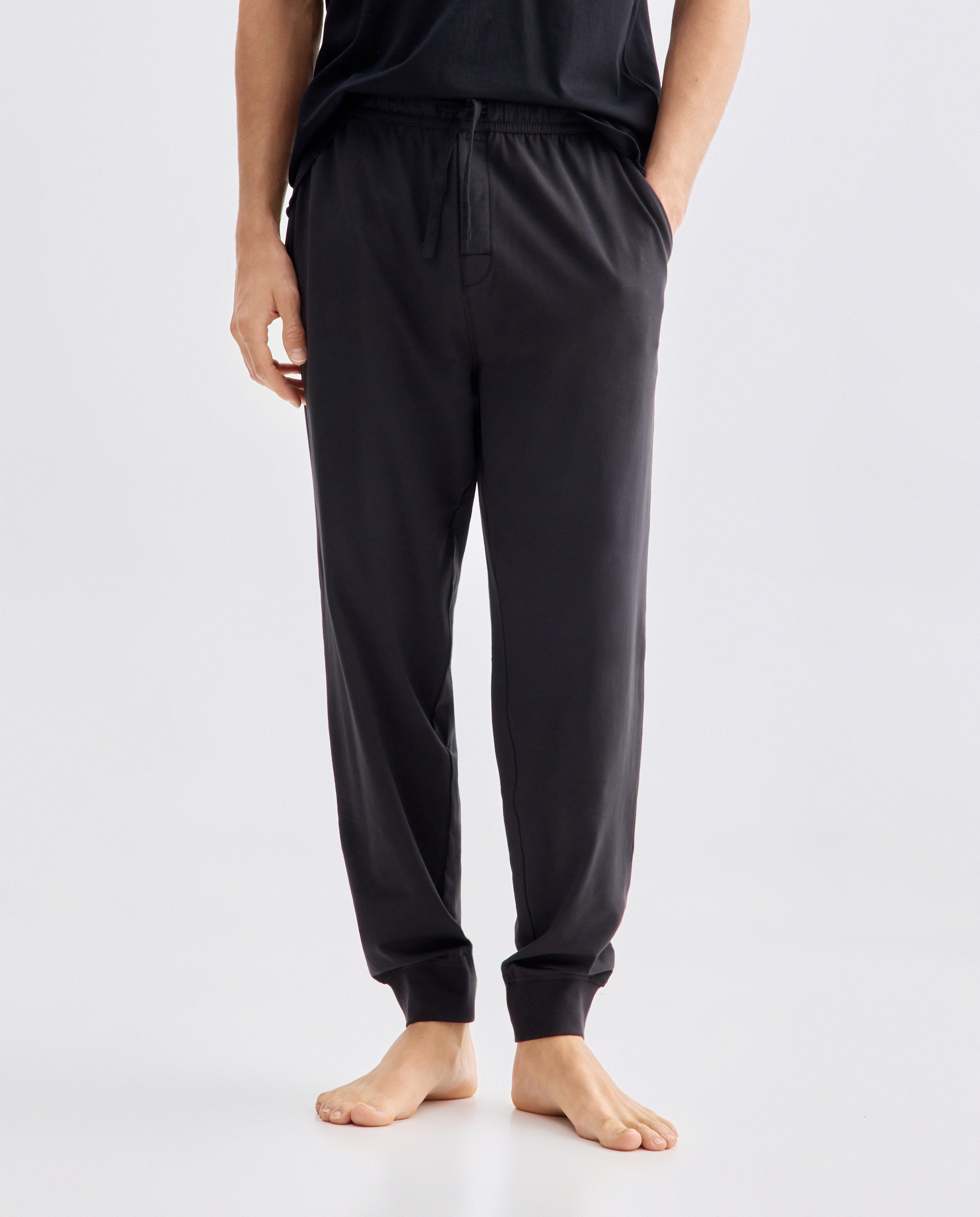 Calças de Malha de Pijama Preto-2