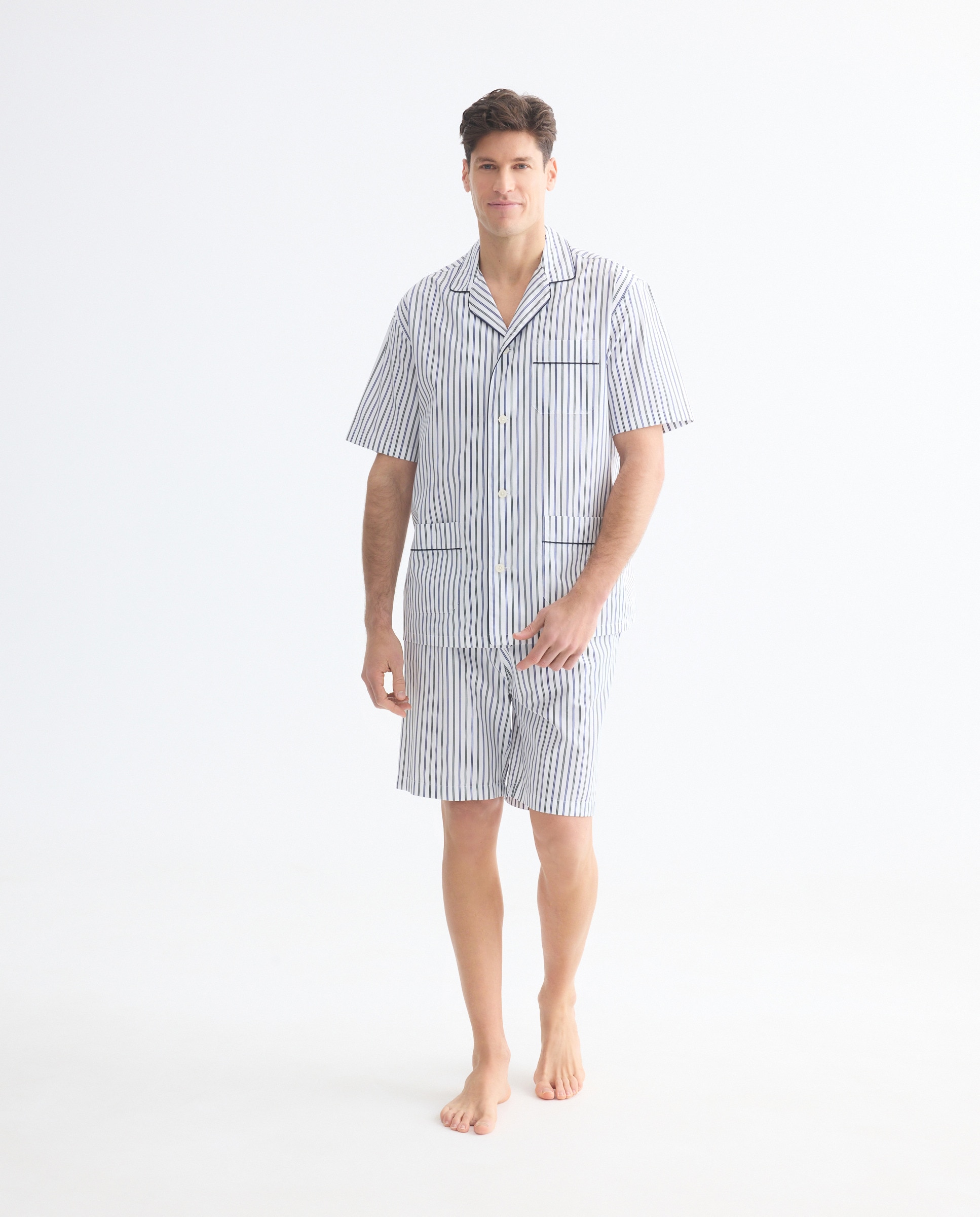 Imagem 0 de Pijama de Manga Curta e Calções às Riscas