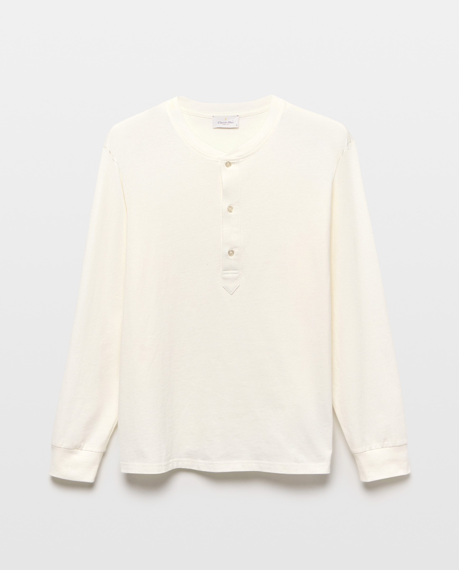 Camisola de Algodão Sustentável com Gola Tipo Padeiro e Manga Comprida Branco-4