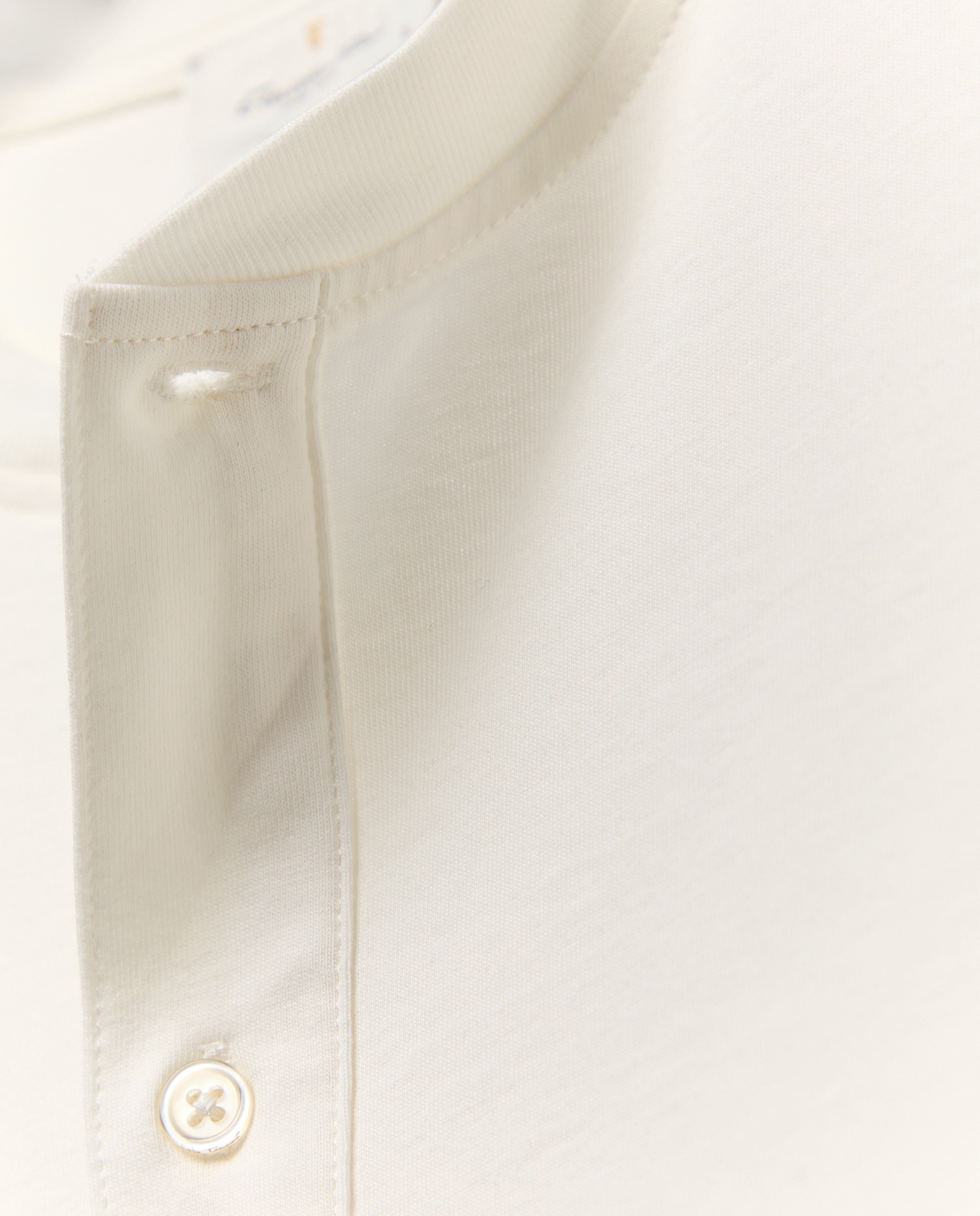 Camisola de Algodão Sustentável com Gola Tipo Padeiro e Manga Comprida Branco-5