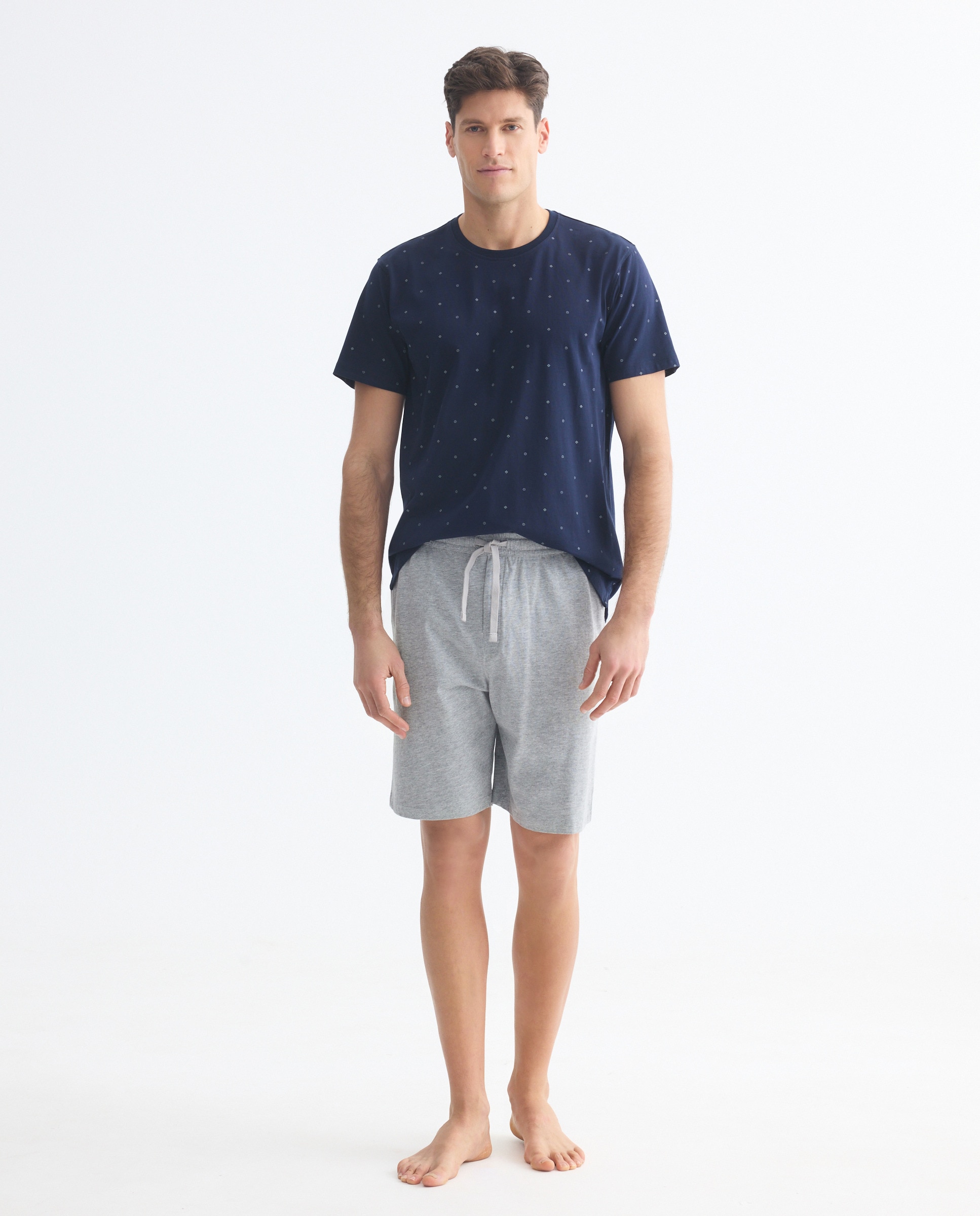 Pijama Curto de Malha Azul-marinho-1