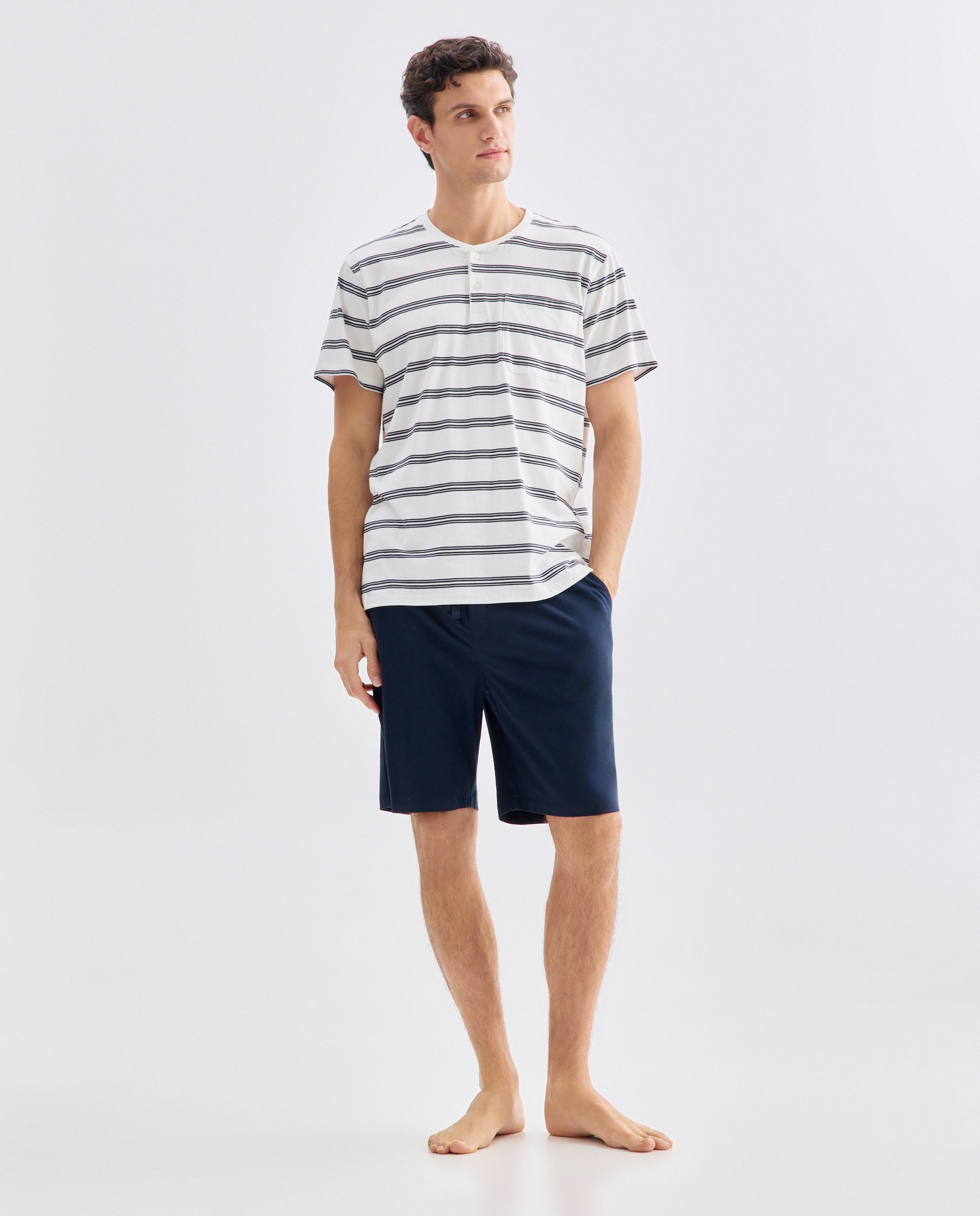 Pijama Curto de Malha Azul-marinho-1