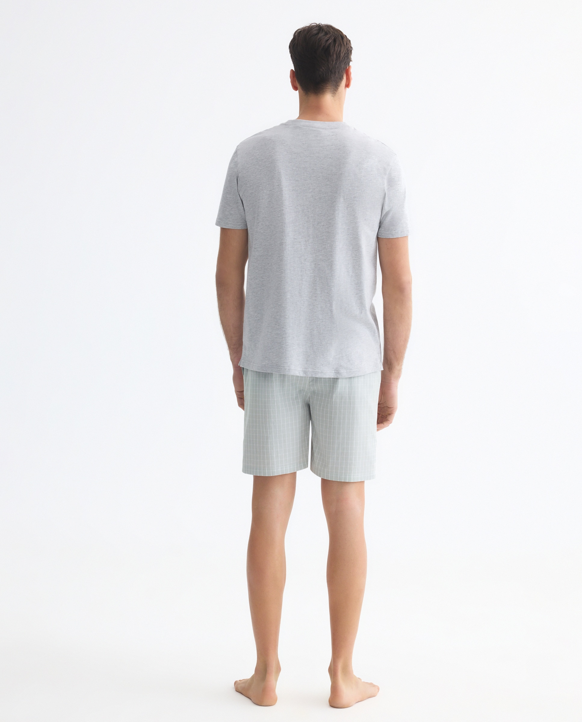 Pijama hombre algodón combinado corto 820 Gris medio-2