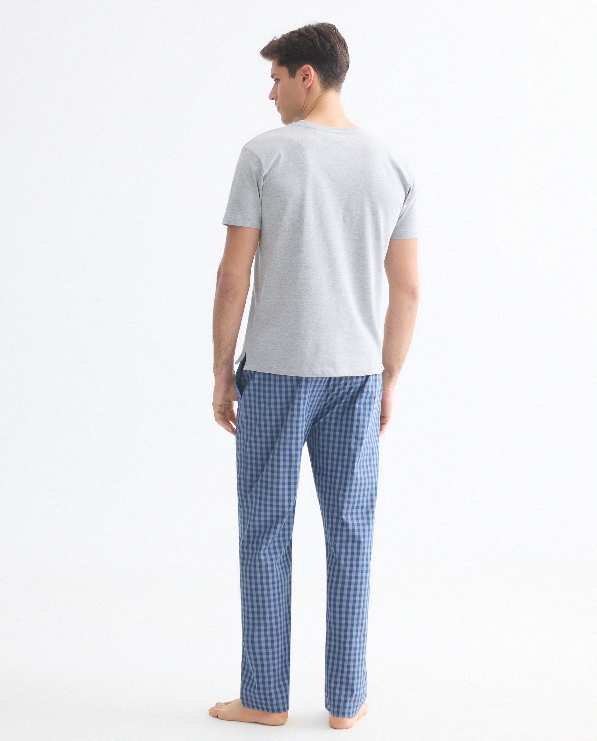 Pijama hombre combinado camiseta y  pantalón largo algodón Azul marino-2