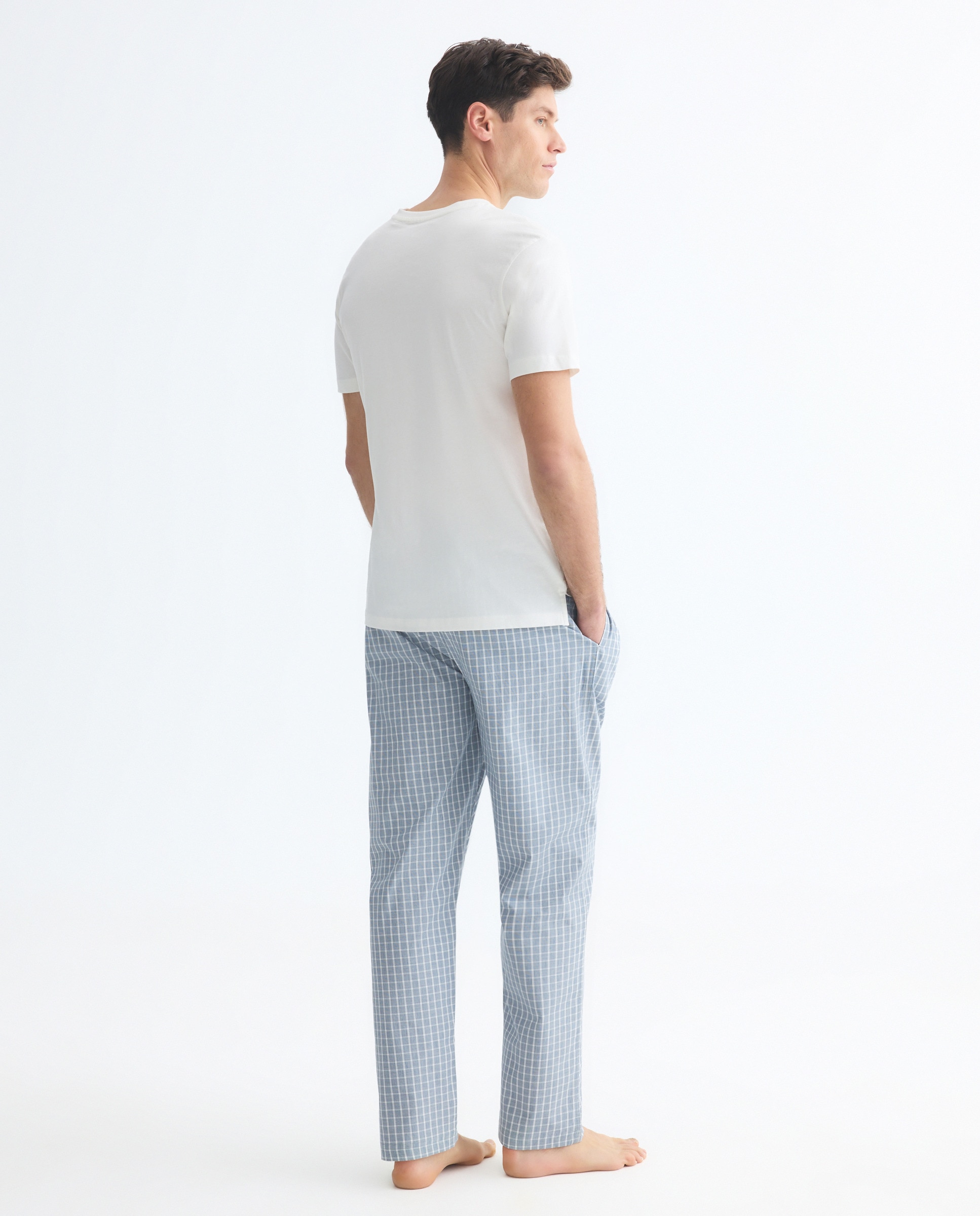 Pijama hombre combinado camiseta y pantalón largo algodón Azul marino-2
