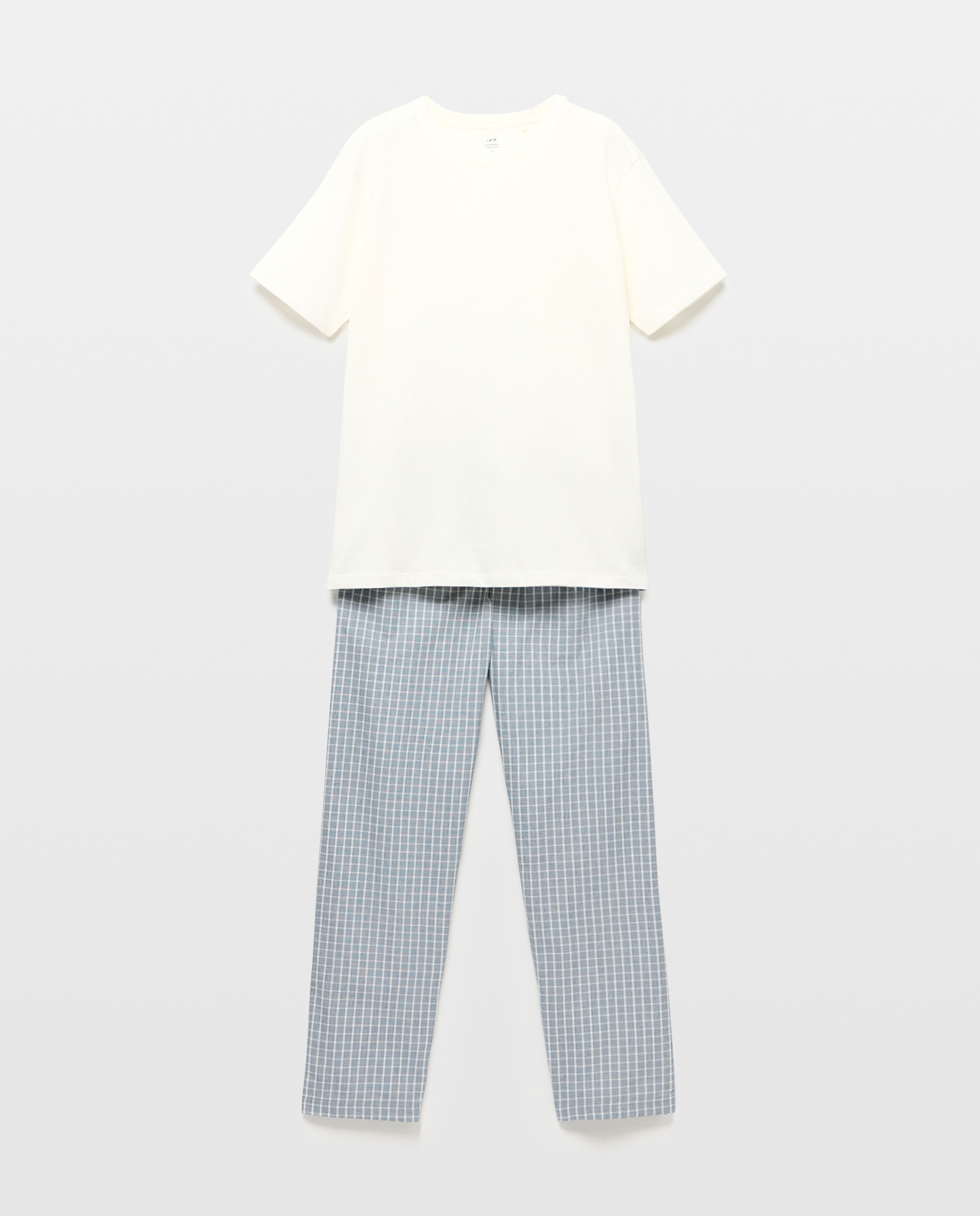 Pijama hombre combinado camiseta y pantalón largo algodón Azul marino-3