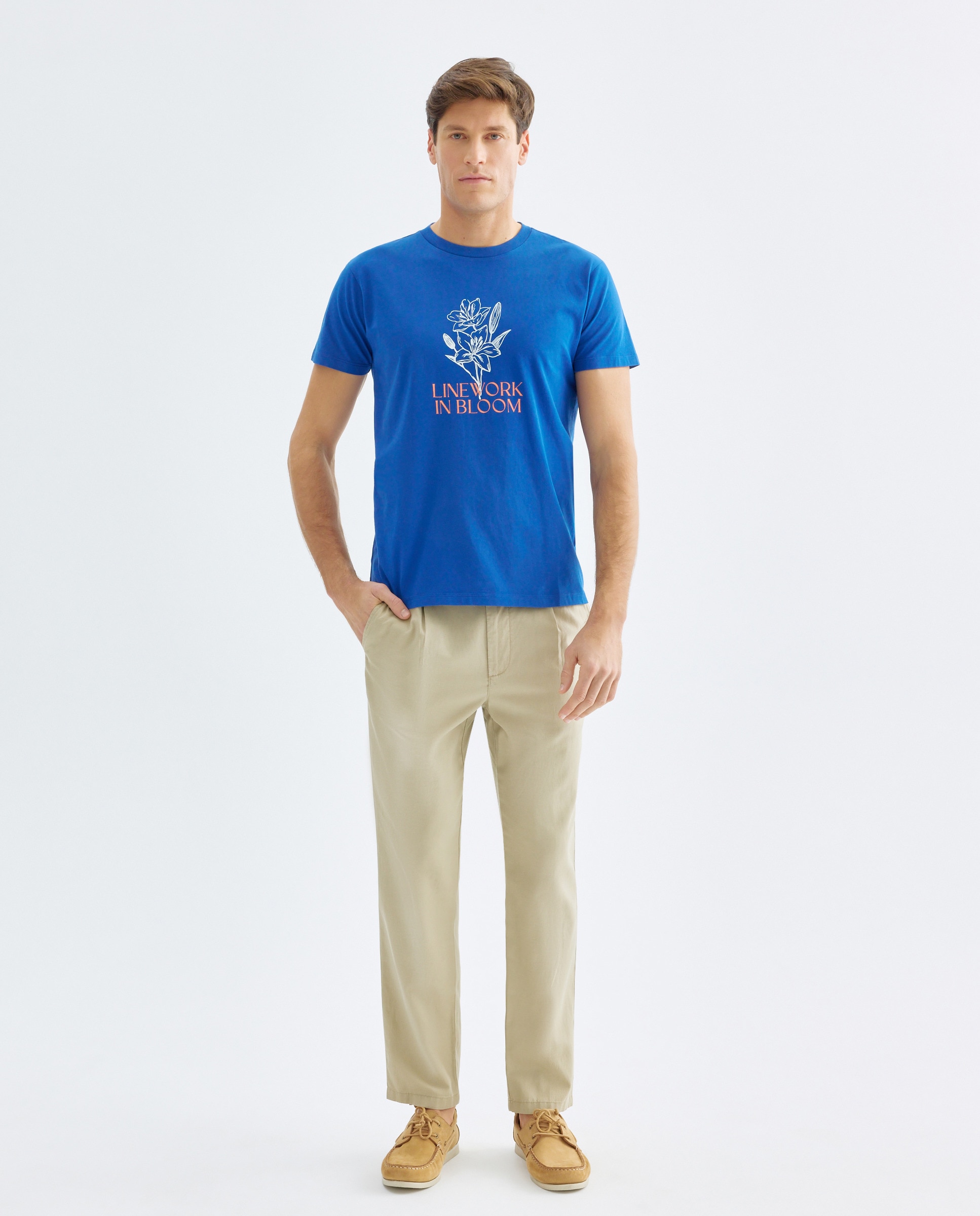 Camiseta de hombre manga corta LINE WORK IN BLOOM 440 Azulón-2