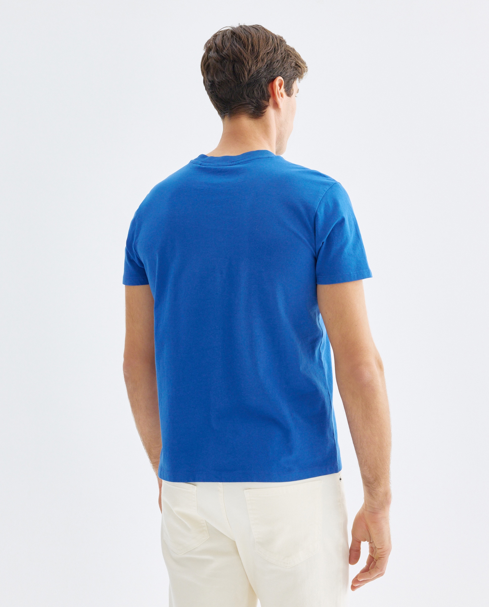 Camiseta de hombre manga corta cuello caja lisa 440 Azulón-3