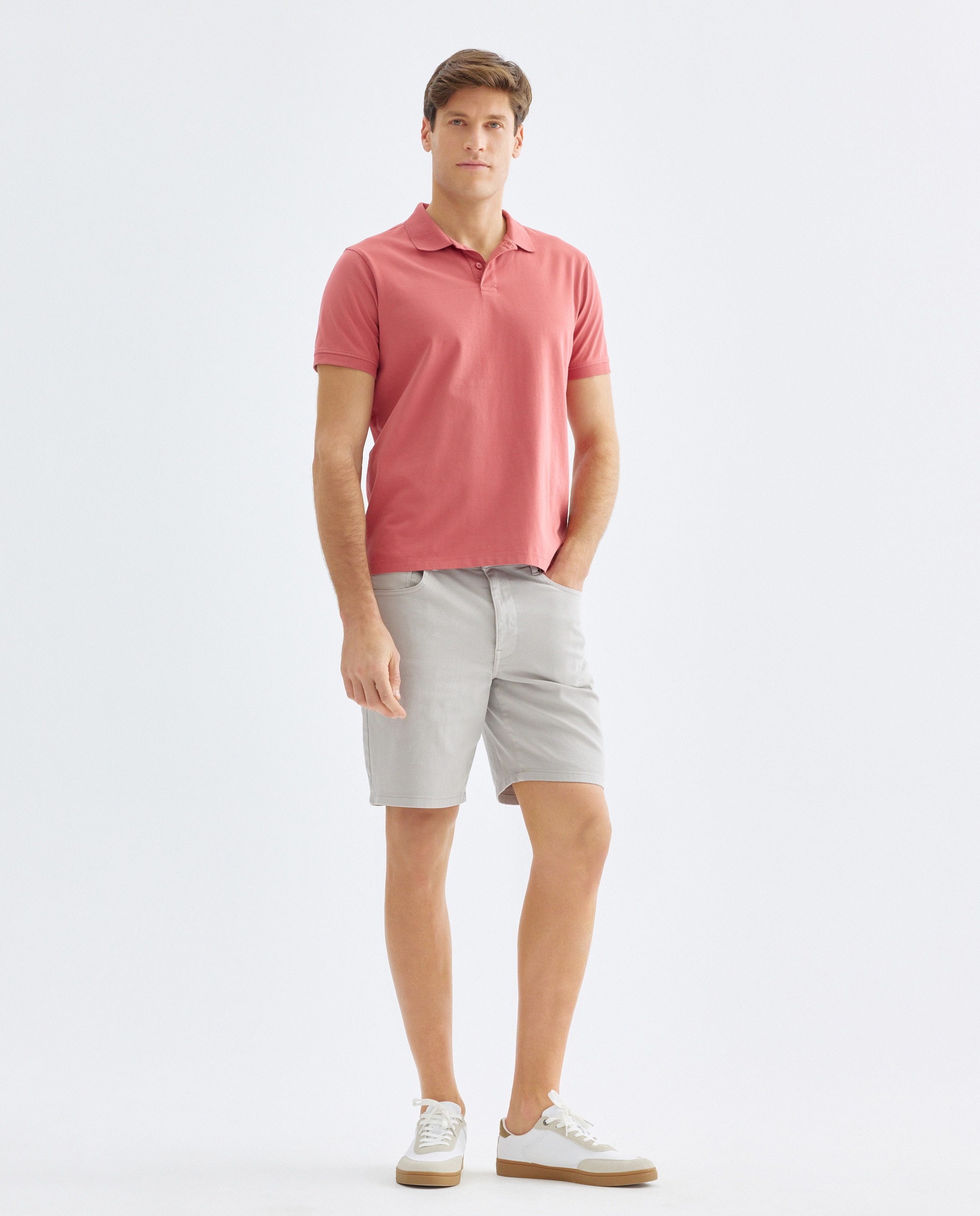 Polo manga corta jersey lavado 230 Rosa oscuro-2
