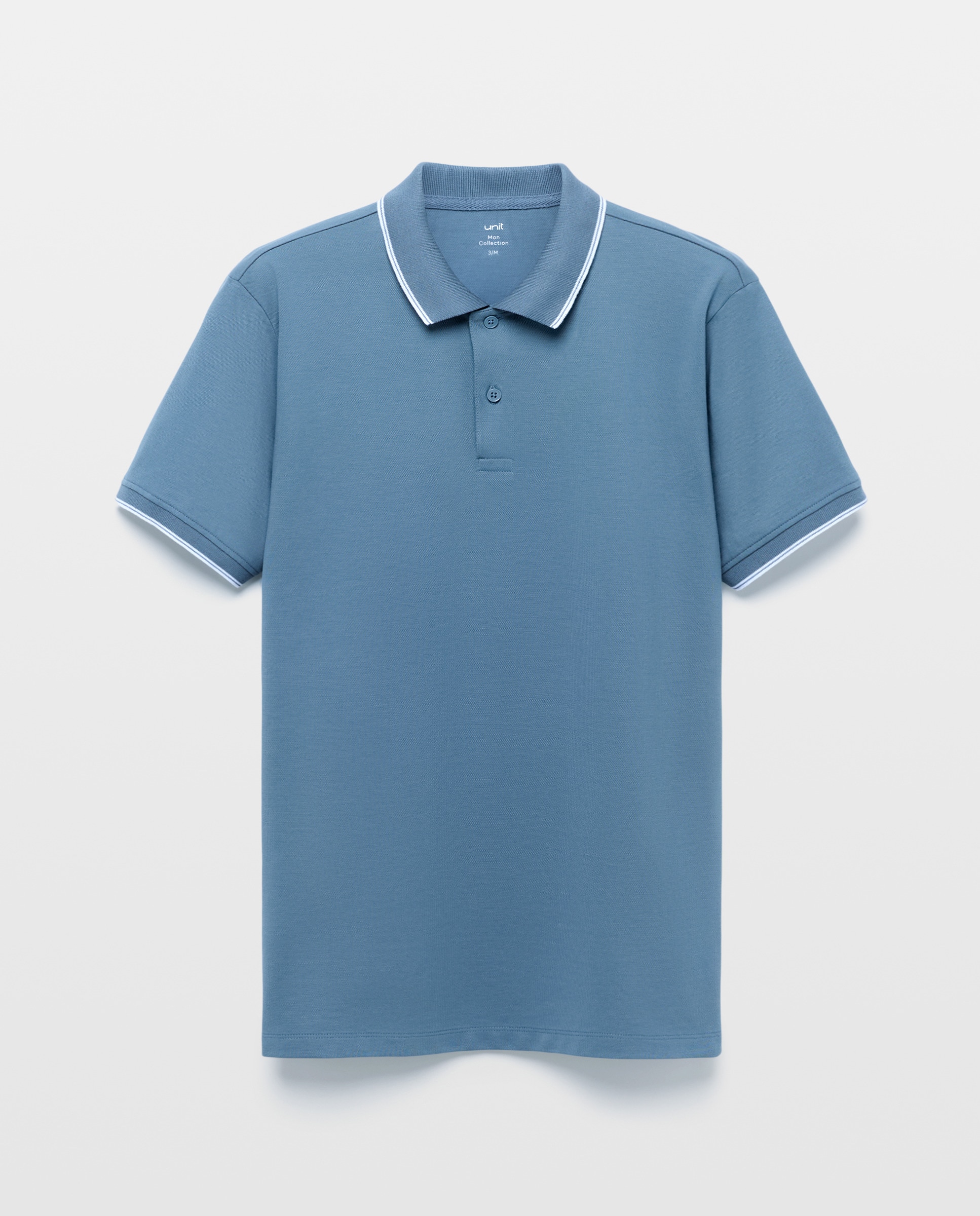 Polo de hombre manga corta raya color 400 Azul-4