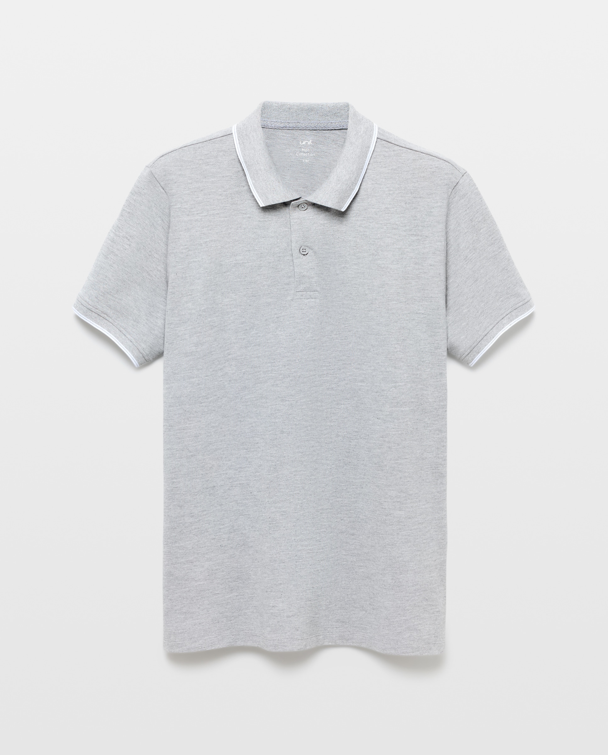 Polo de hombre manga corta raya color 820 Gris medio-4