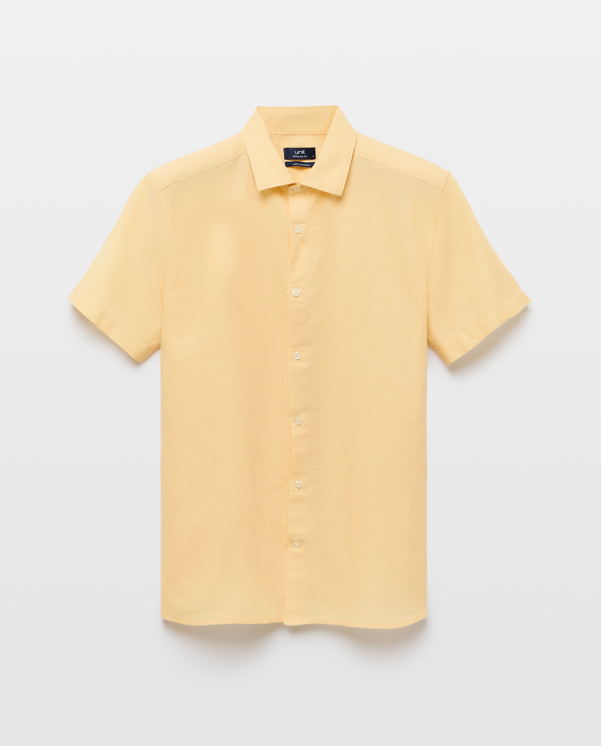 Camisa sport manga corta hombre con lino 310 Amarillo claro-4
