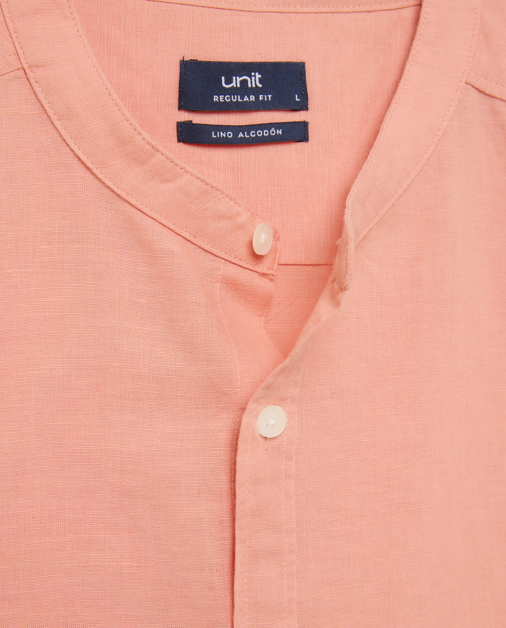 Camisa sport manga corta hombre con lino cuello mao 660 Naranja-5