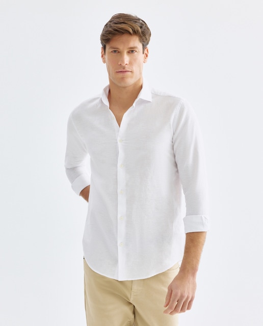 Imagen 0 de Camisa sport hombre lino y algodón lisa