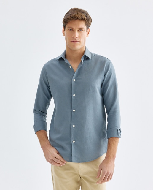 Imagen 0 de Camisa sport hombre lino y algodón lisa