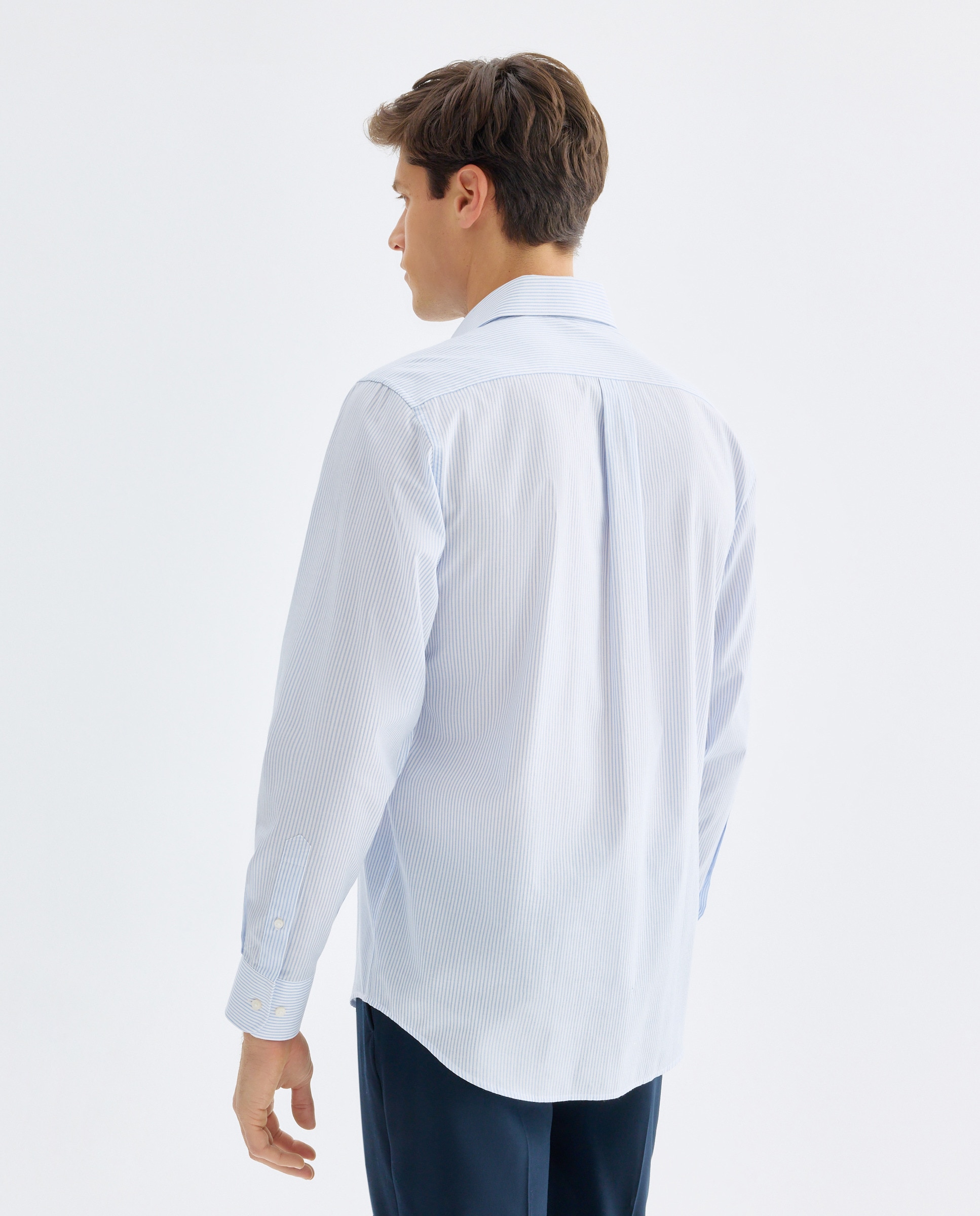Camisa vestir hombre rayas classic fit 410 Azul claro-3