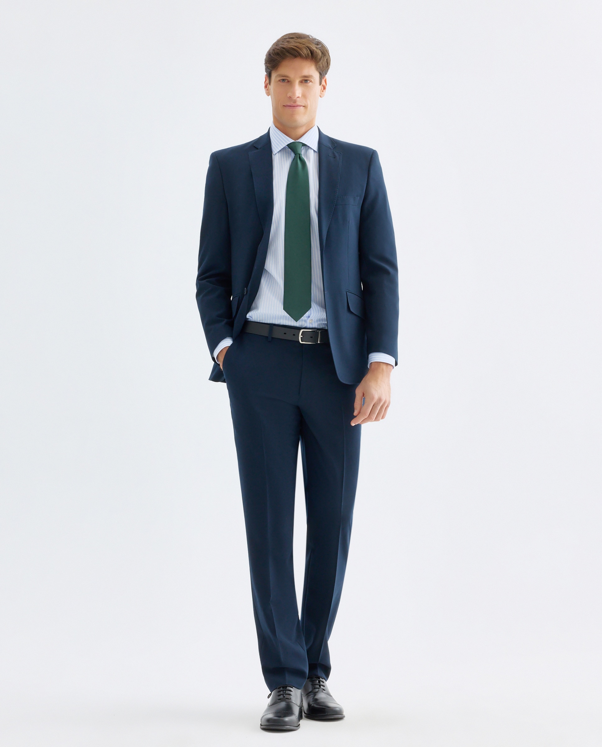 Camisa vestir hombre rayas classic fit 410 Azul claro-2