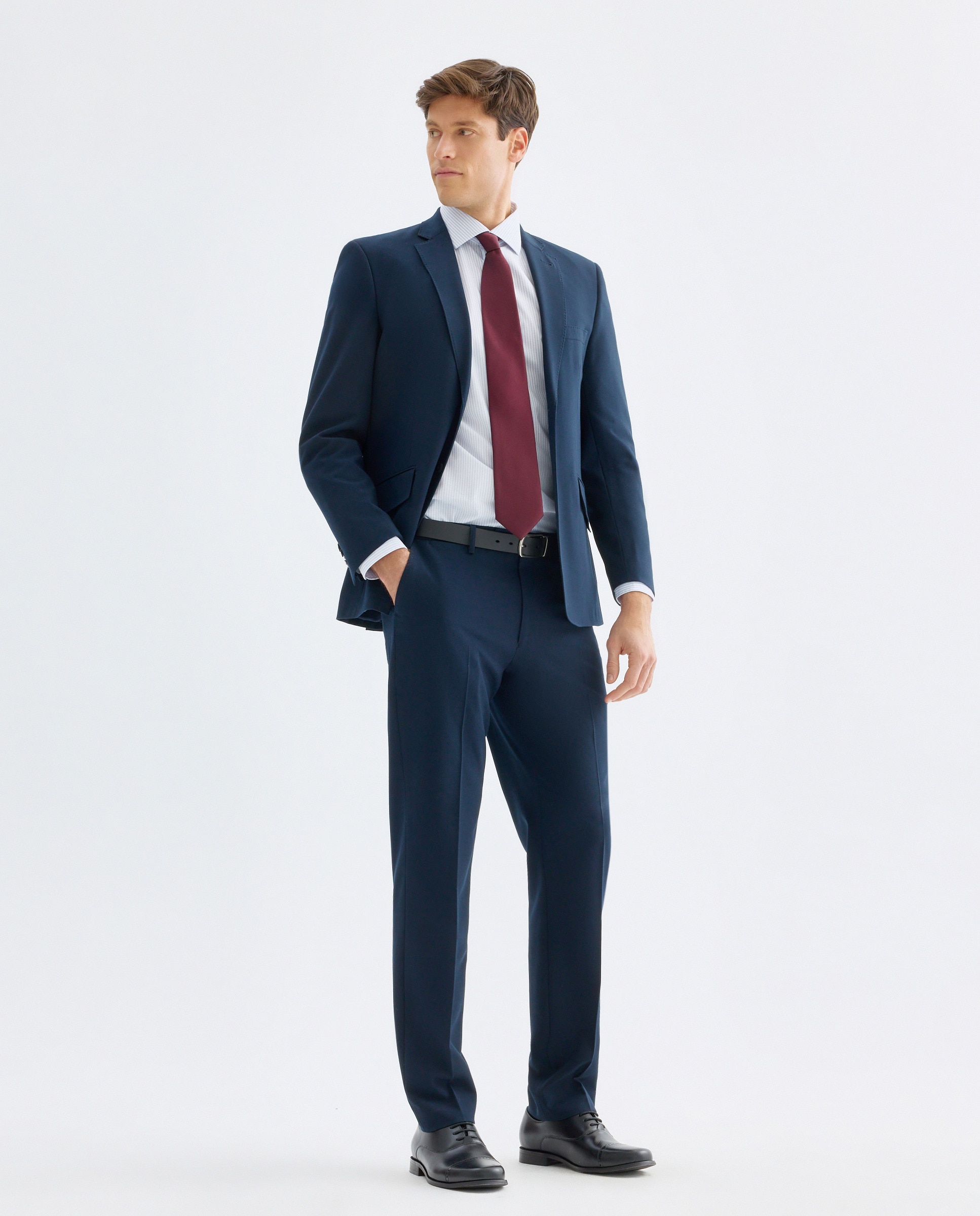 Camisa vestir hombre rayas slim fit 410 Azul claro-2