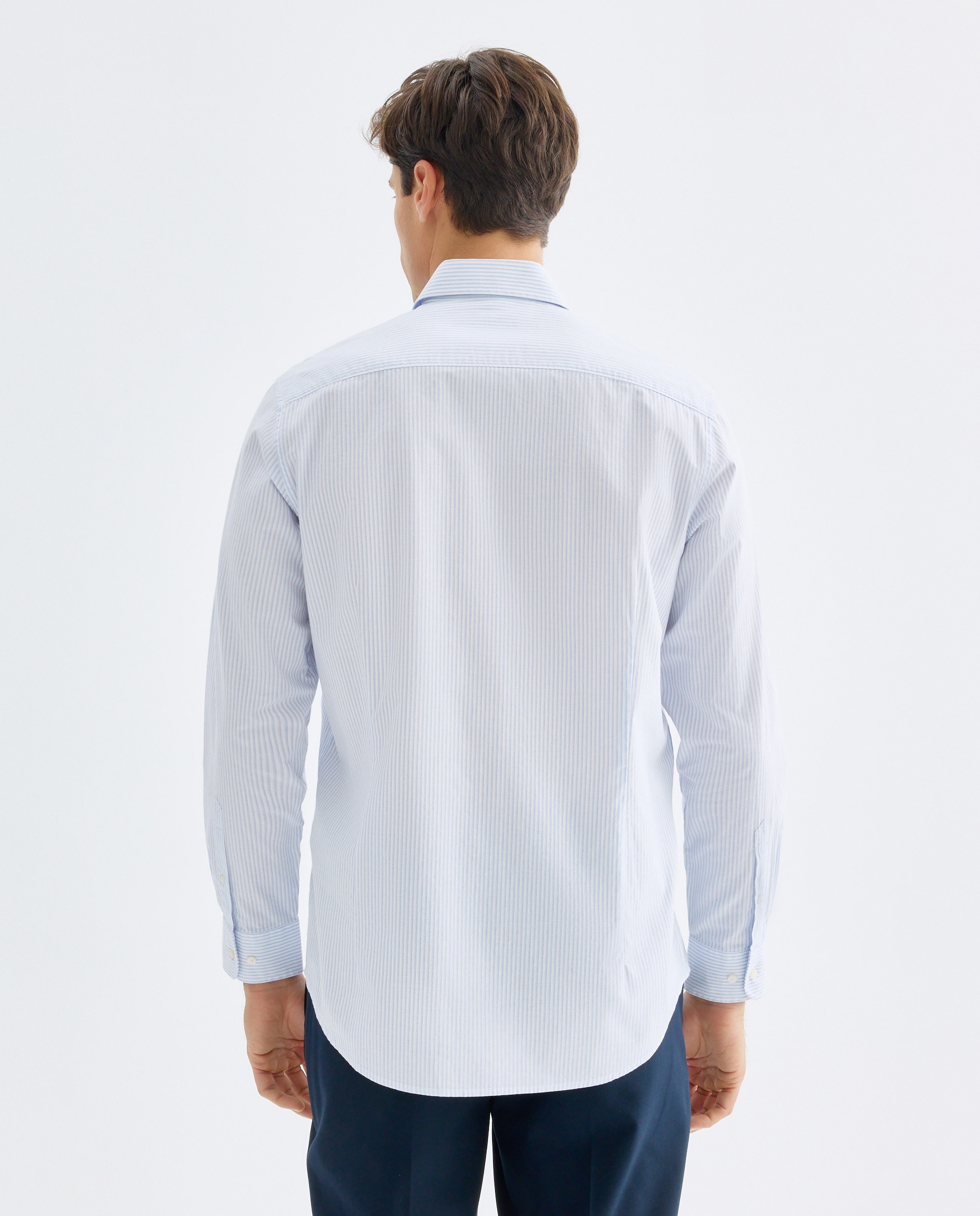 Camisa vestir hombre rayas slim fit 410 Azul claro-3