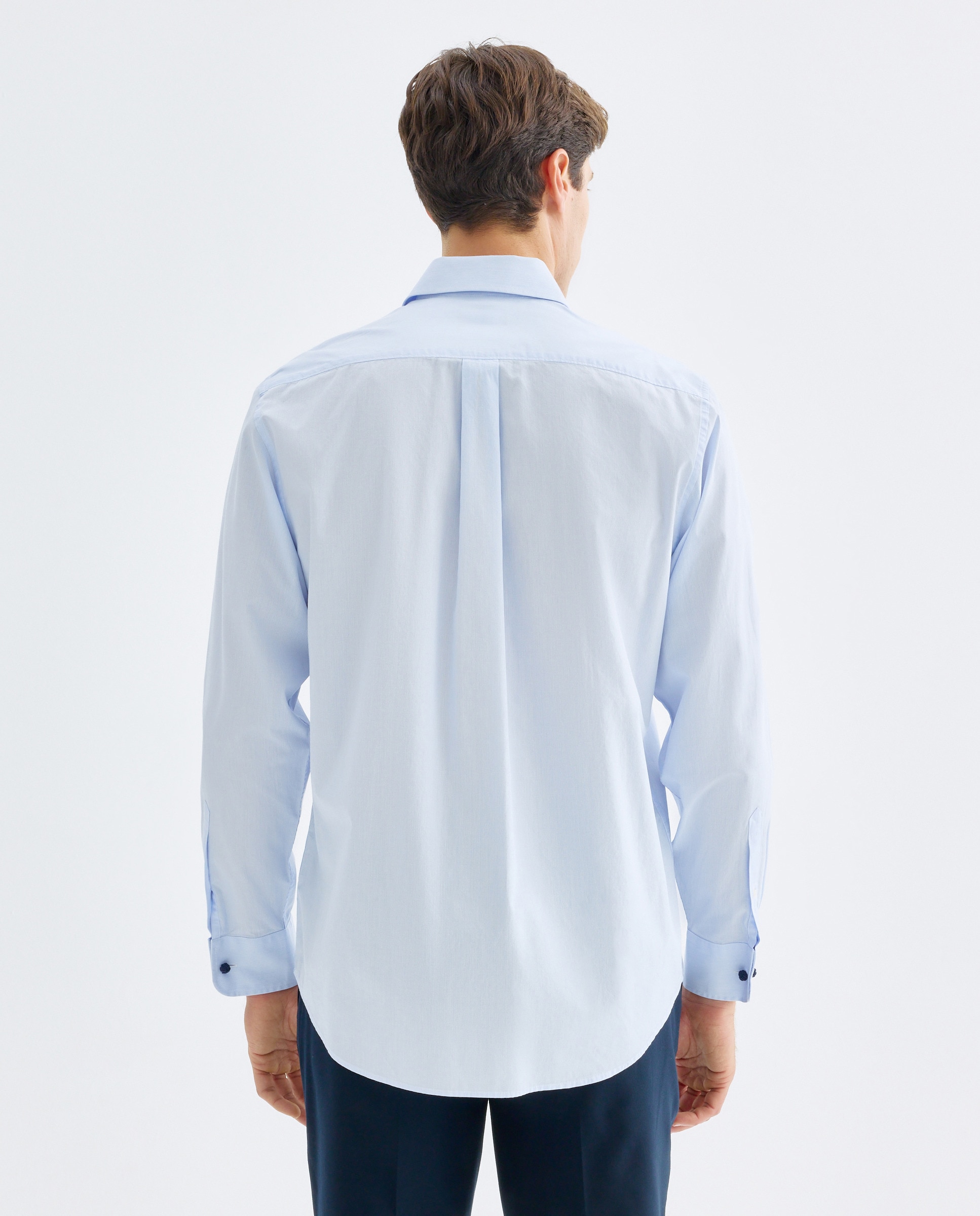 Camisa vestir hombre rayas con gemelos regular fit 410 Azul claro-3